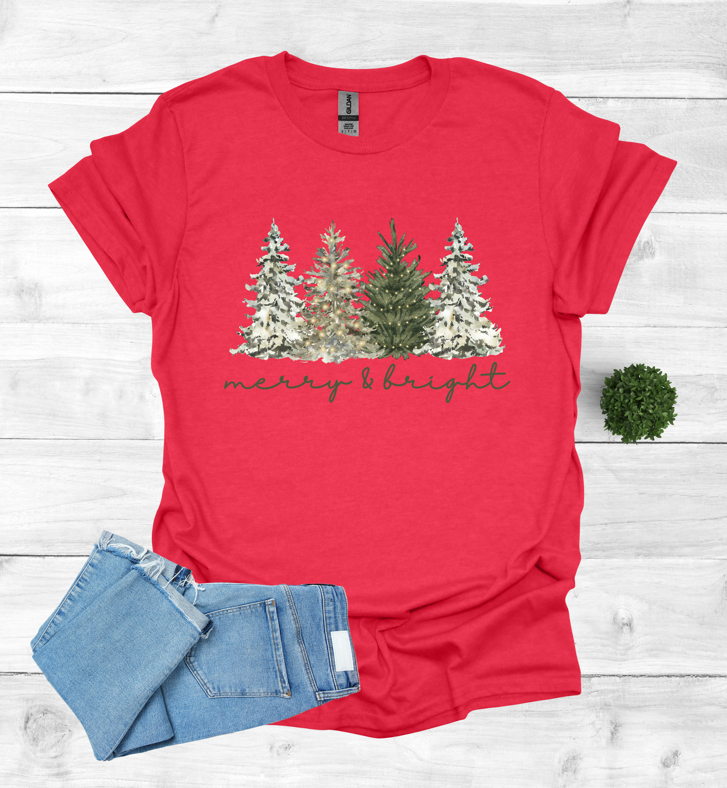 Merry & Bright Water Color Christmas Trees Shirt