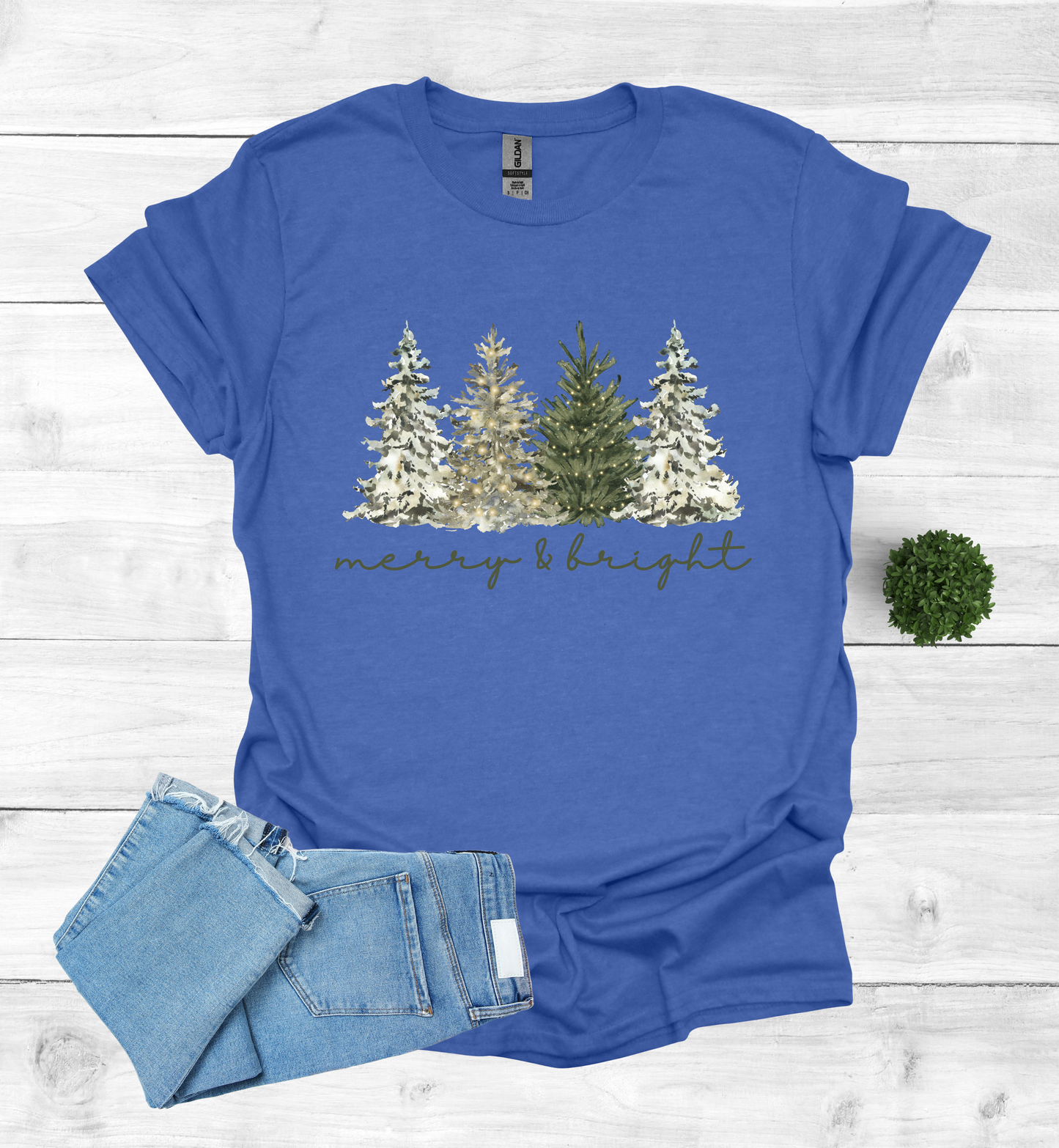 Merry & Bright Water Color Christmas Trees Shirt