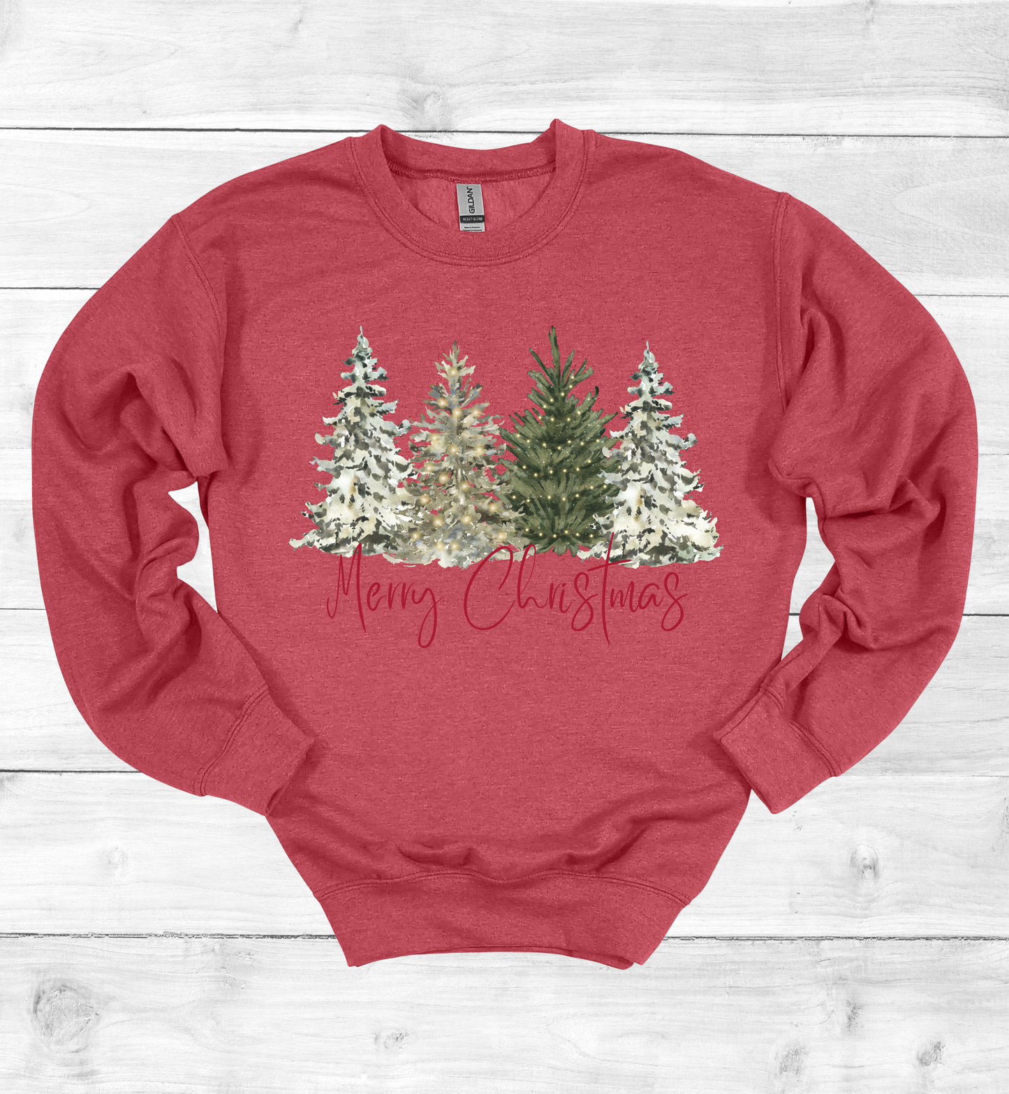 Merry Christmas with Watercolor Christmas Trees