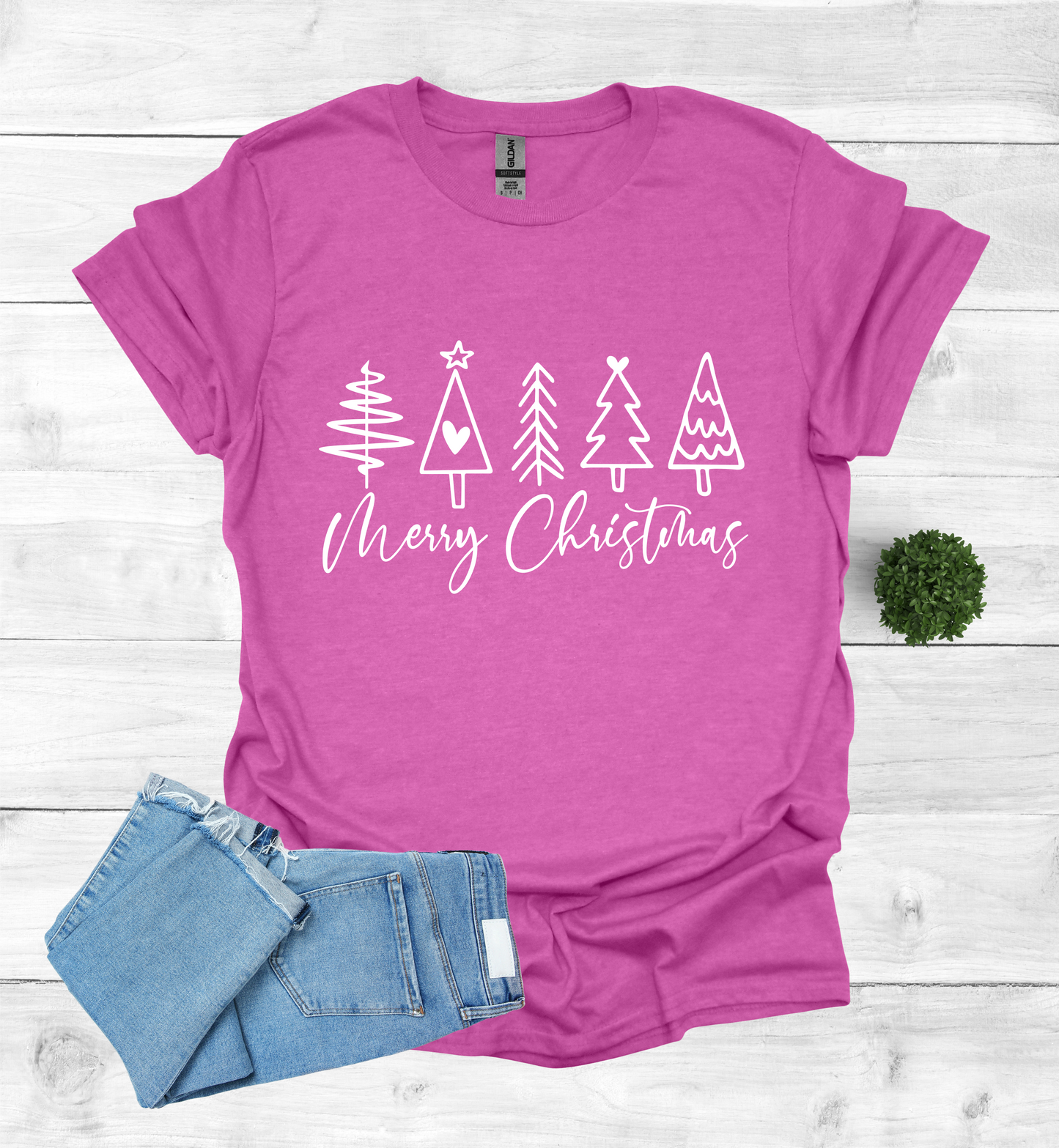 Merry Christmas Shirt with 5 Trees