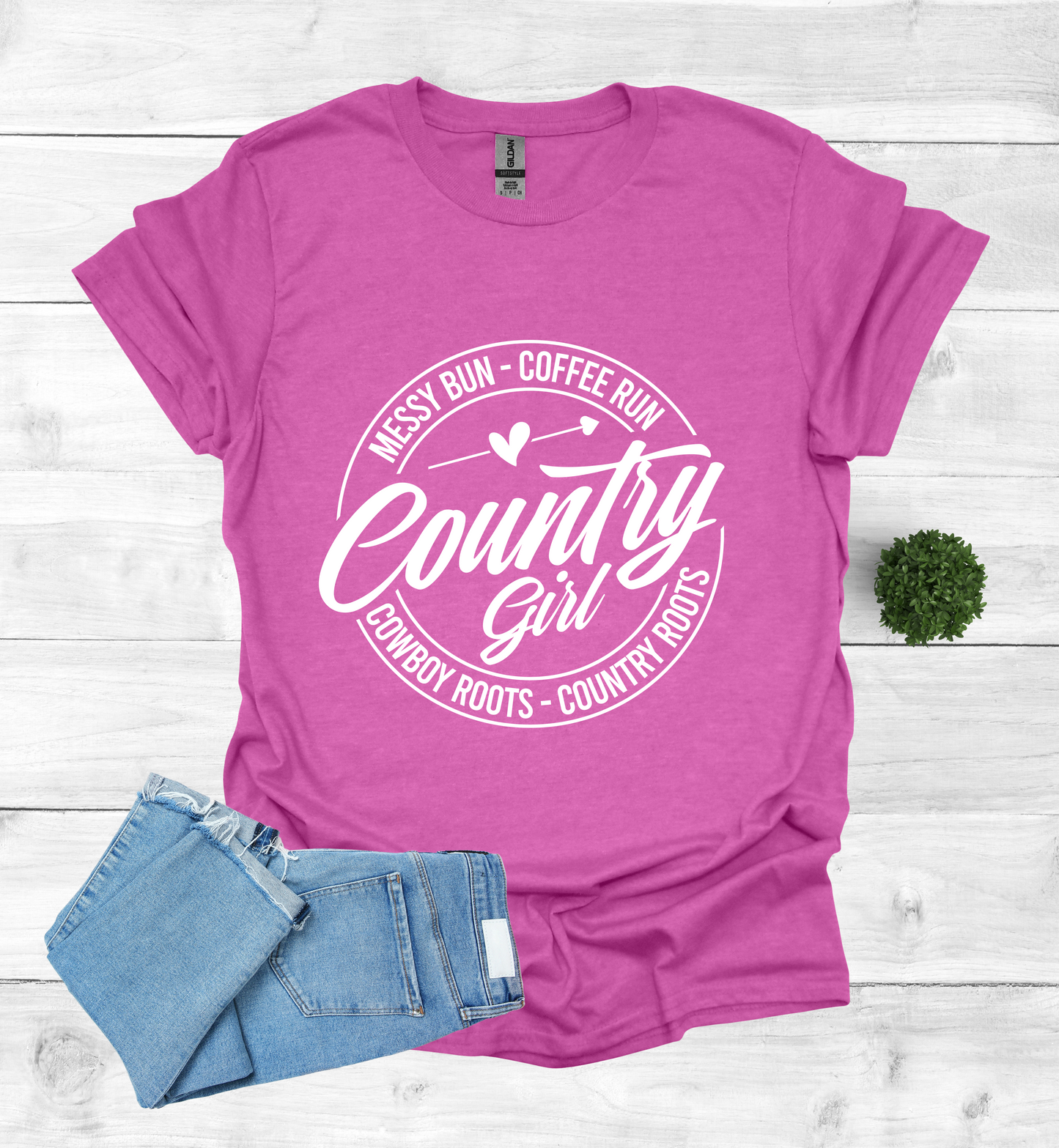 Country Girl Messy Bun, Coffee Run T-Shirt