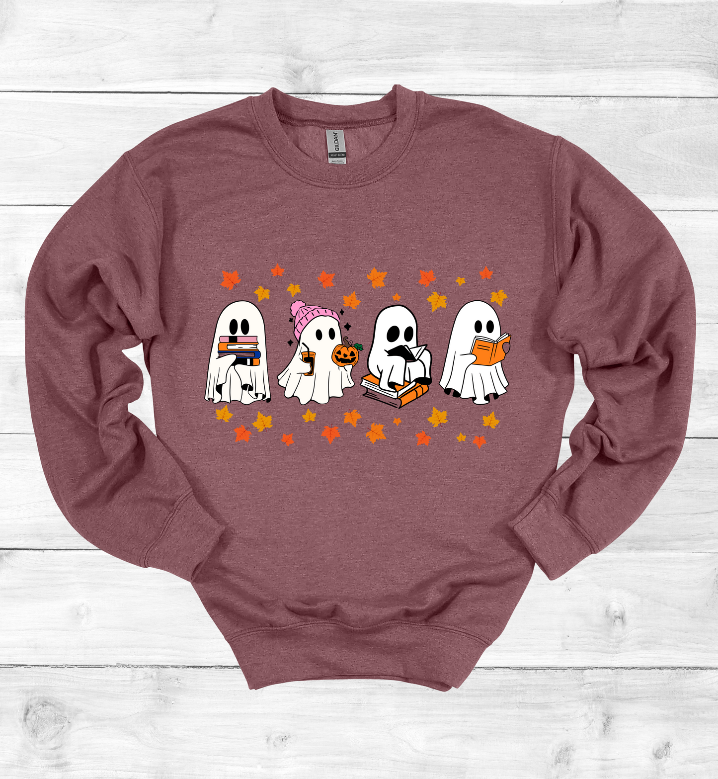 Ghost Reading Books Halloween Sweatshirt
