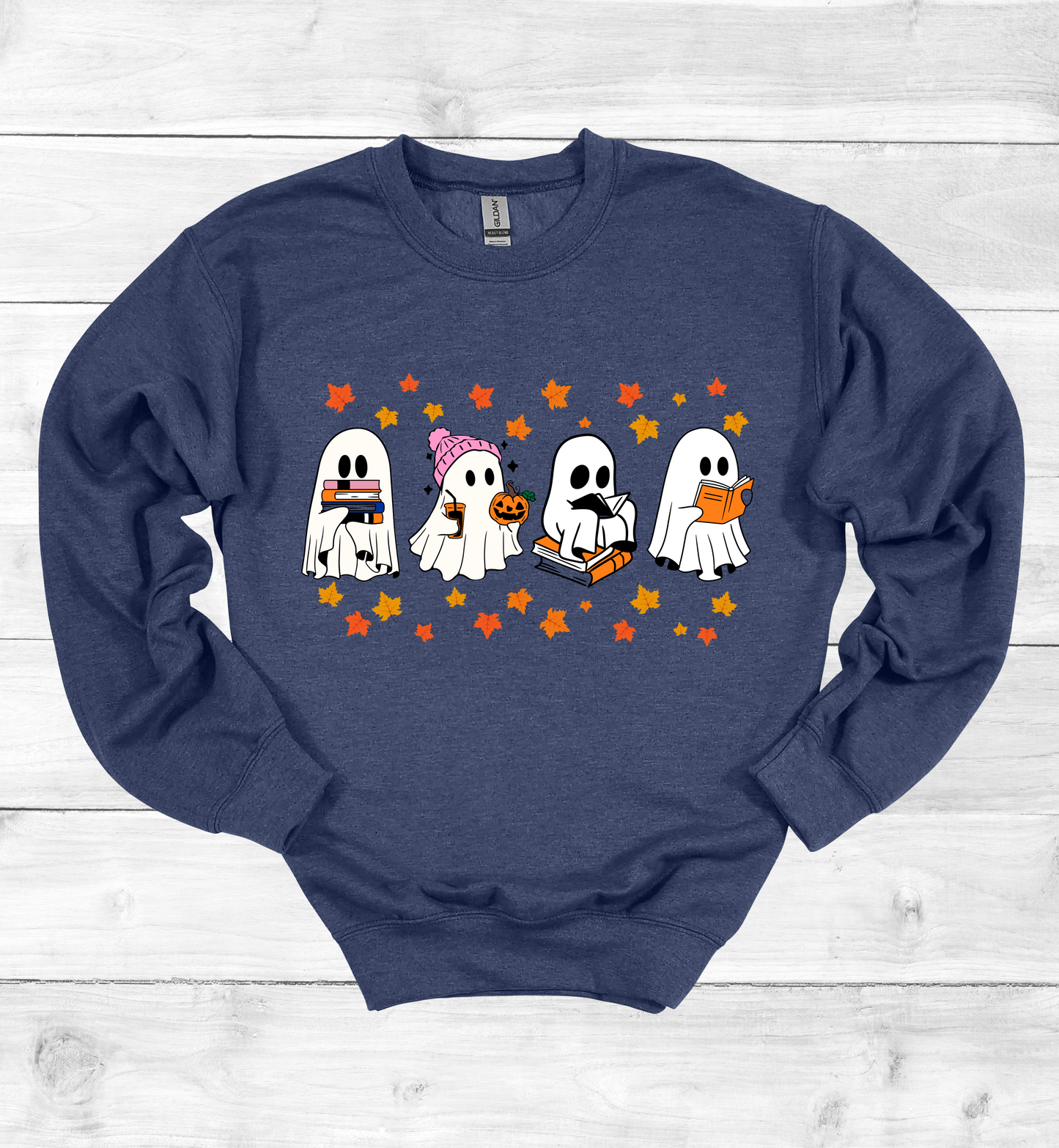 Ghost Reading Books Halloween Sweatshirt