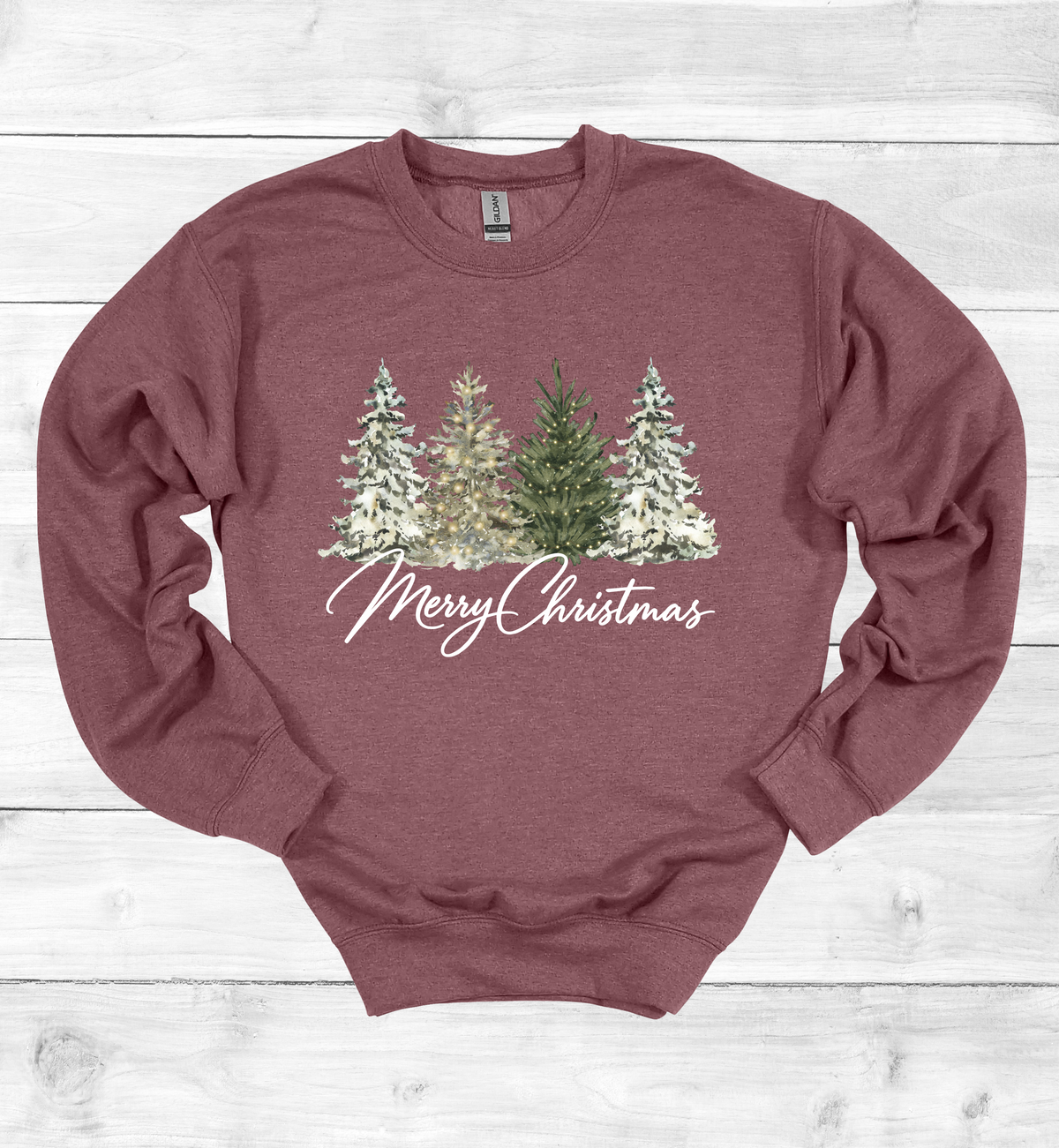 Merry Christmas with Watercolor Christmas Trees