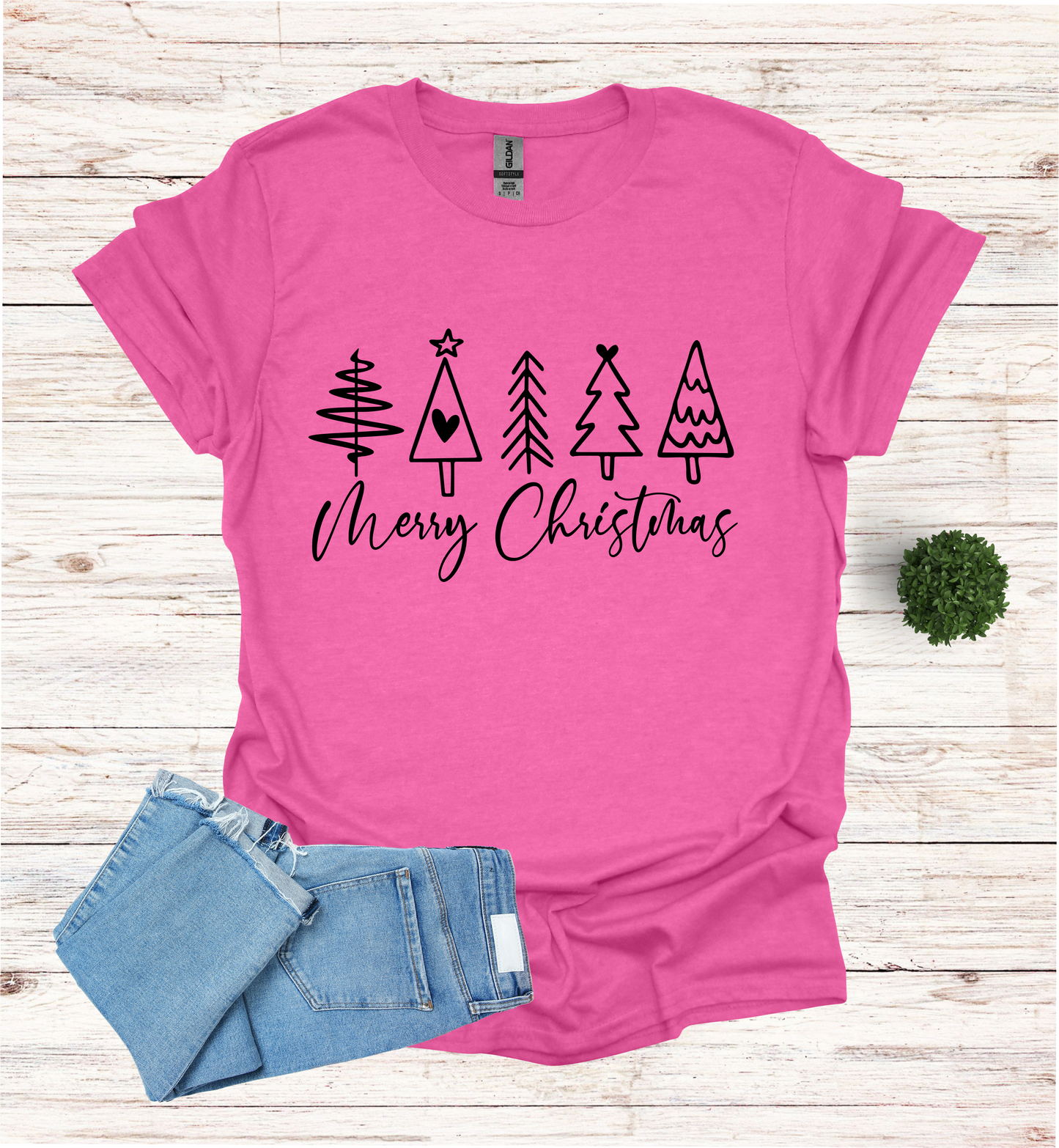 Merry Christmas Shirt with 5 Trees
