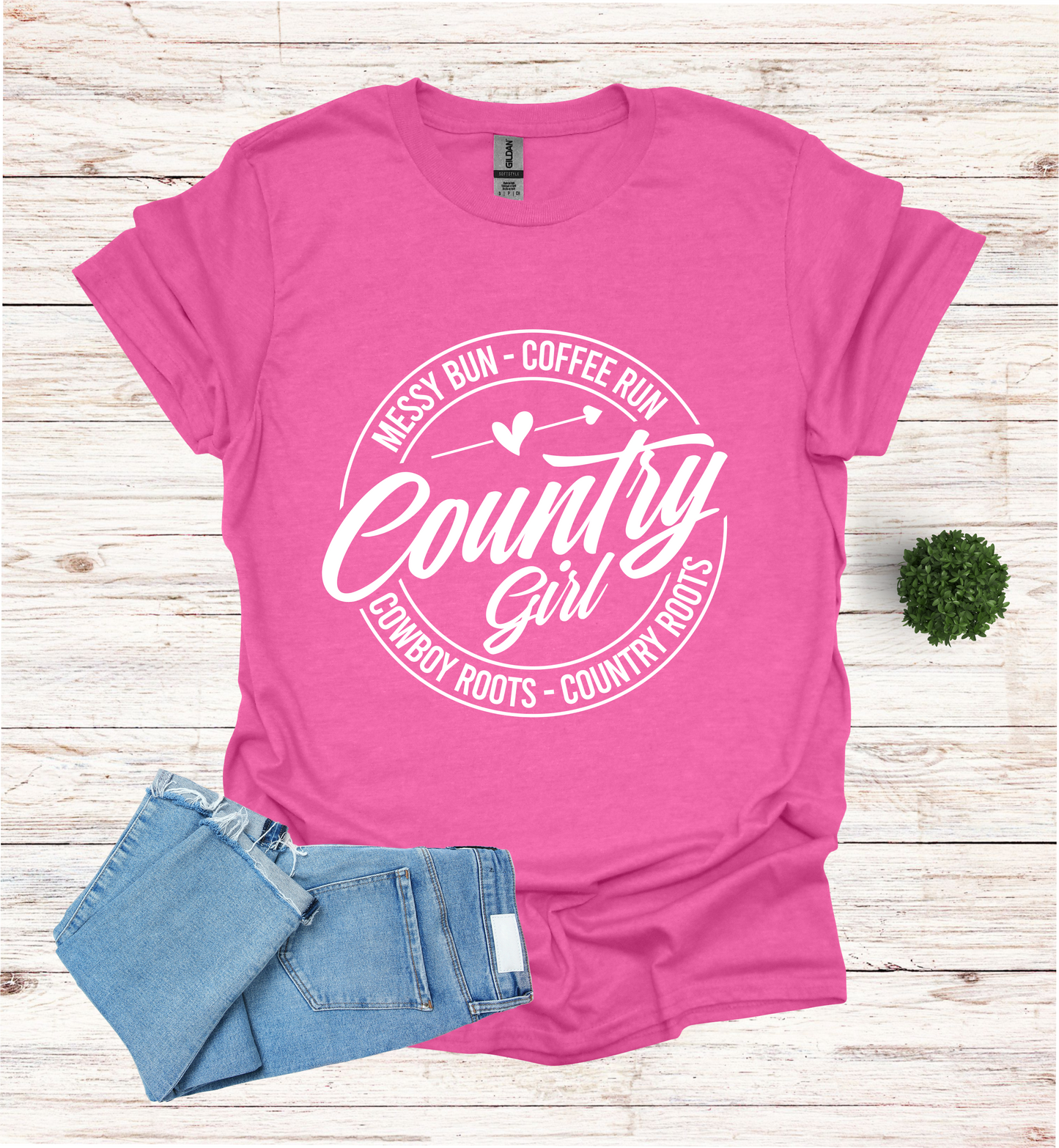 Country Girl Messy Bun, Coffee Run T-Shirt