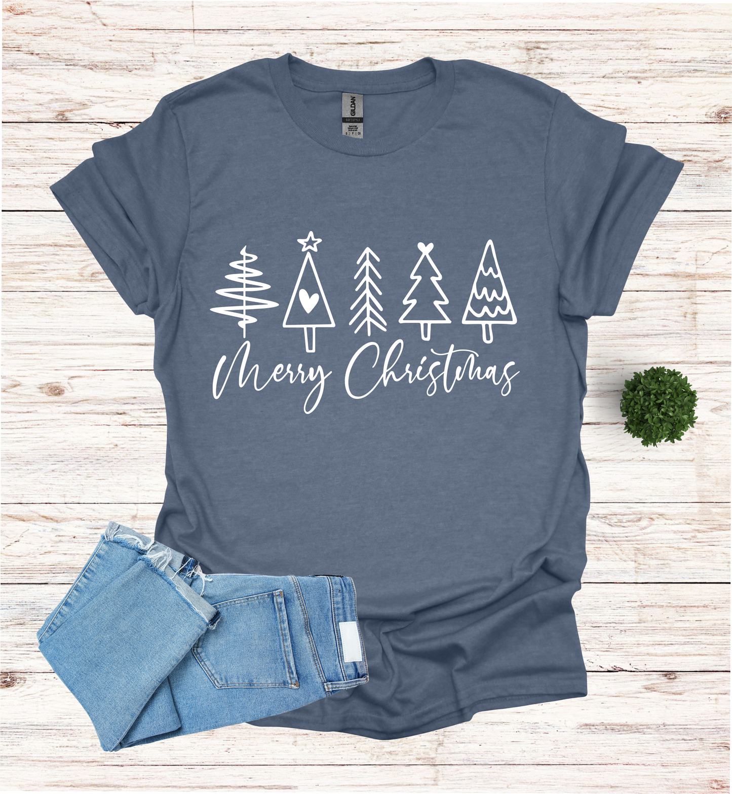 Merry Christmas Shirt with 5 Trees