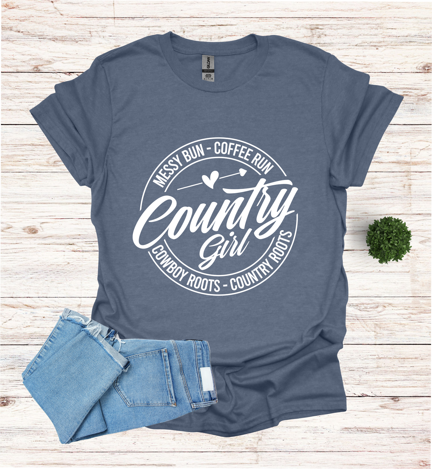 Country Girl Messy Bun, Coffee Run T-Shirt
