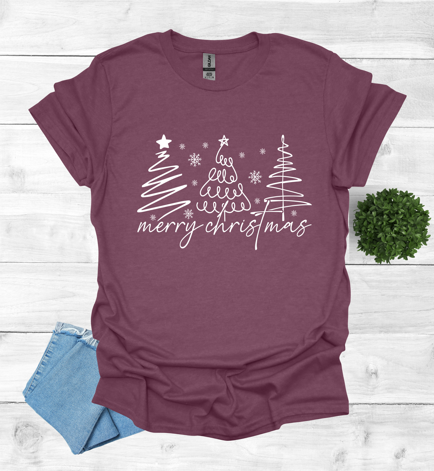 Christmas Trees with Merry Christmas