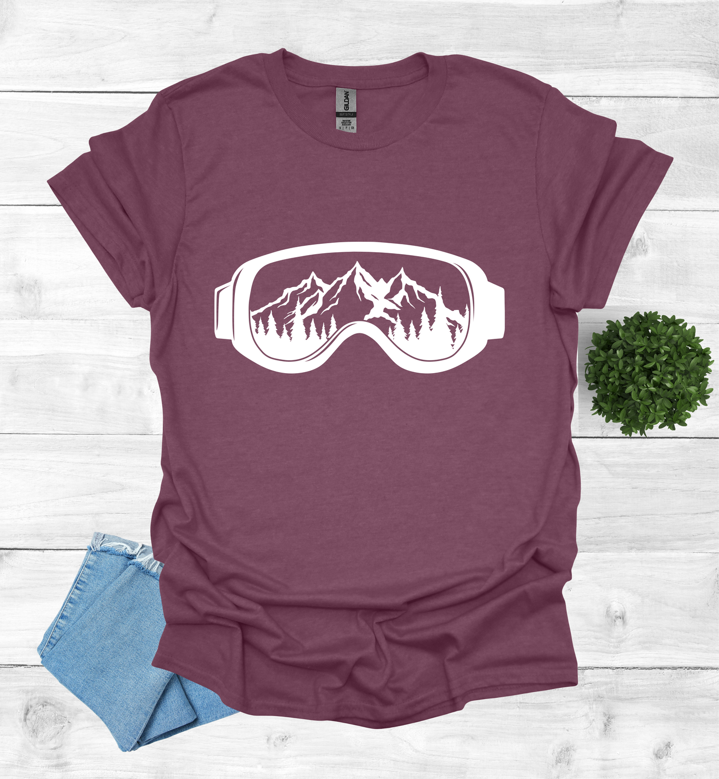 Snow Goggles Mountain Scene T-Shirt