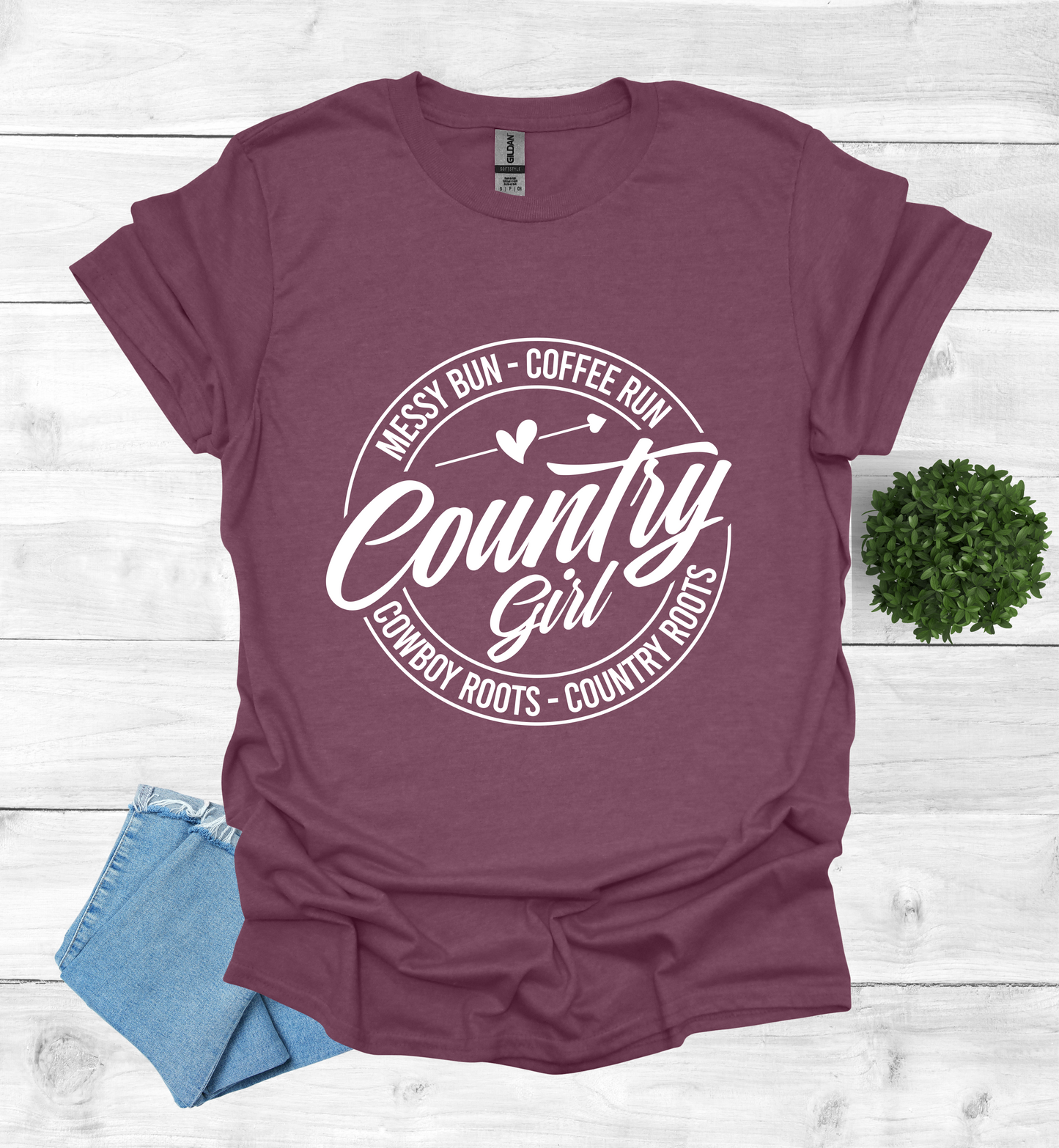 Country Girl Messy Bun, Coffee Run T-Shirt