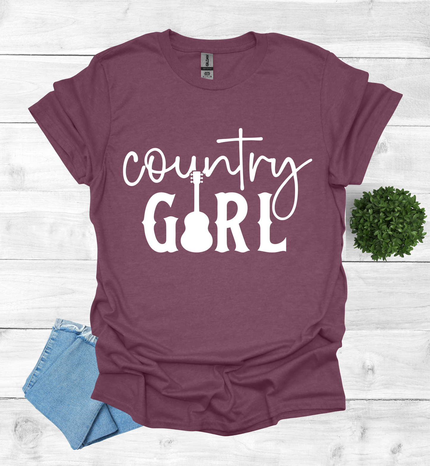 Country Girl Words with a Guitar as the I in the word Girl