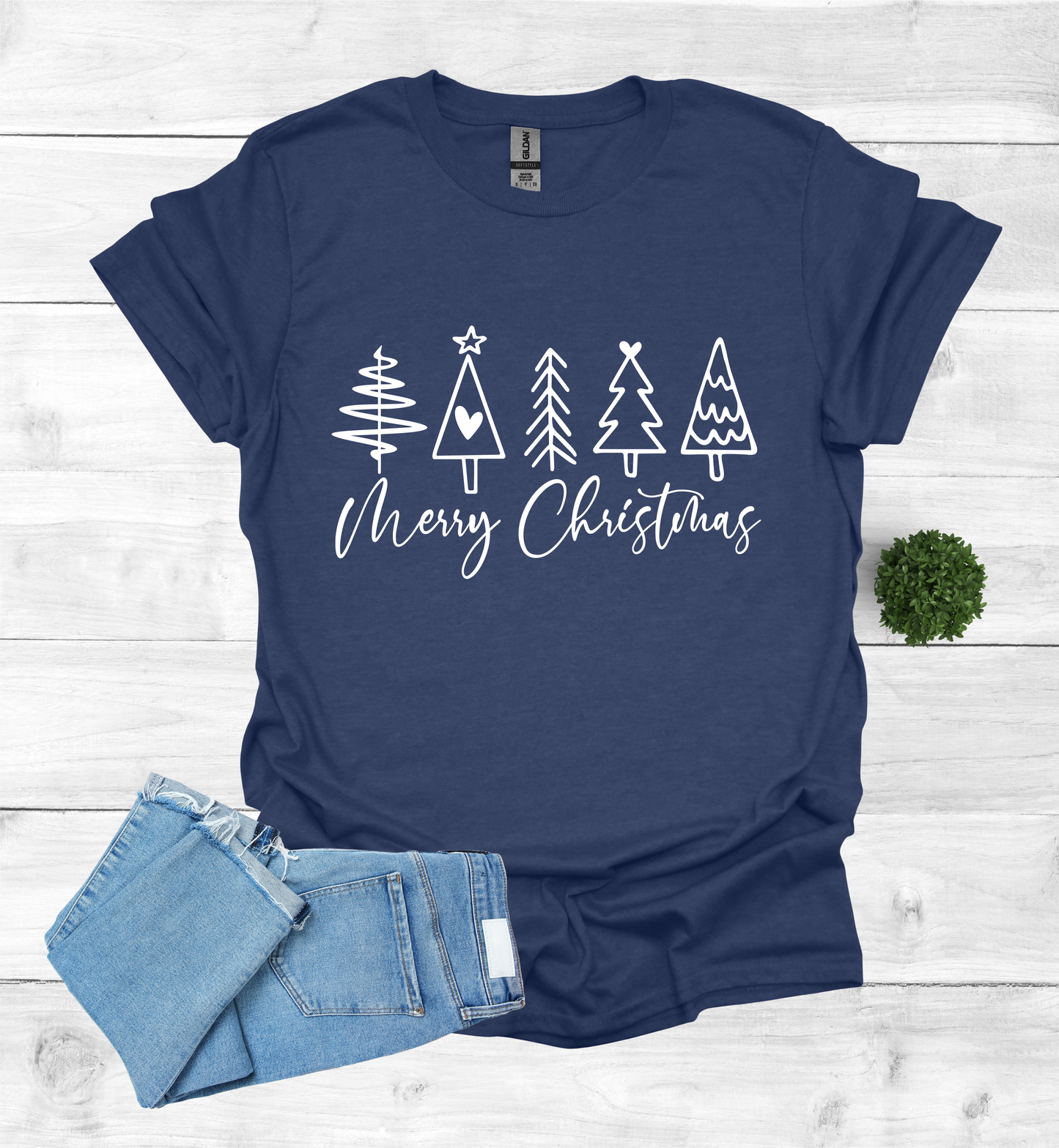 Merry Christmas Shirt with 5 Trees
