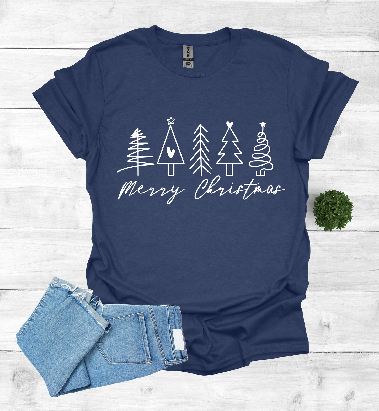 5 Christmas trees with Merry Christmas