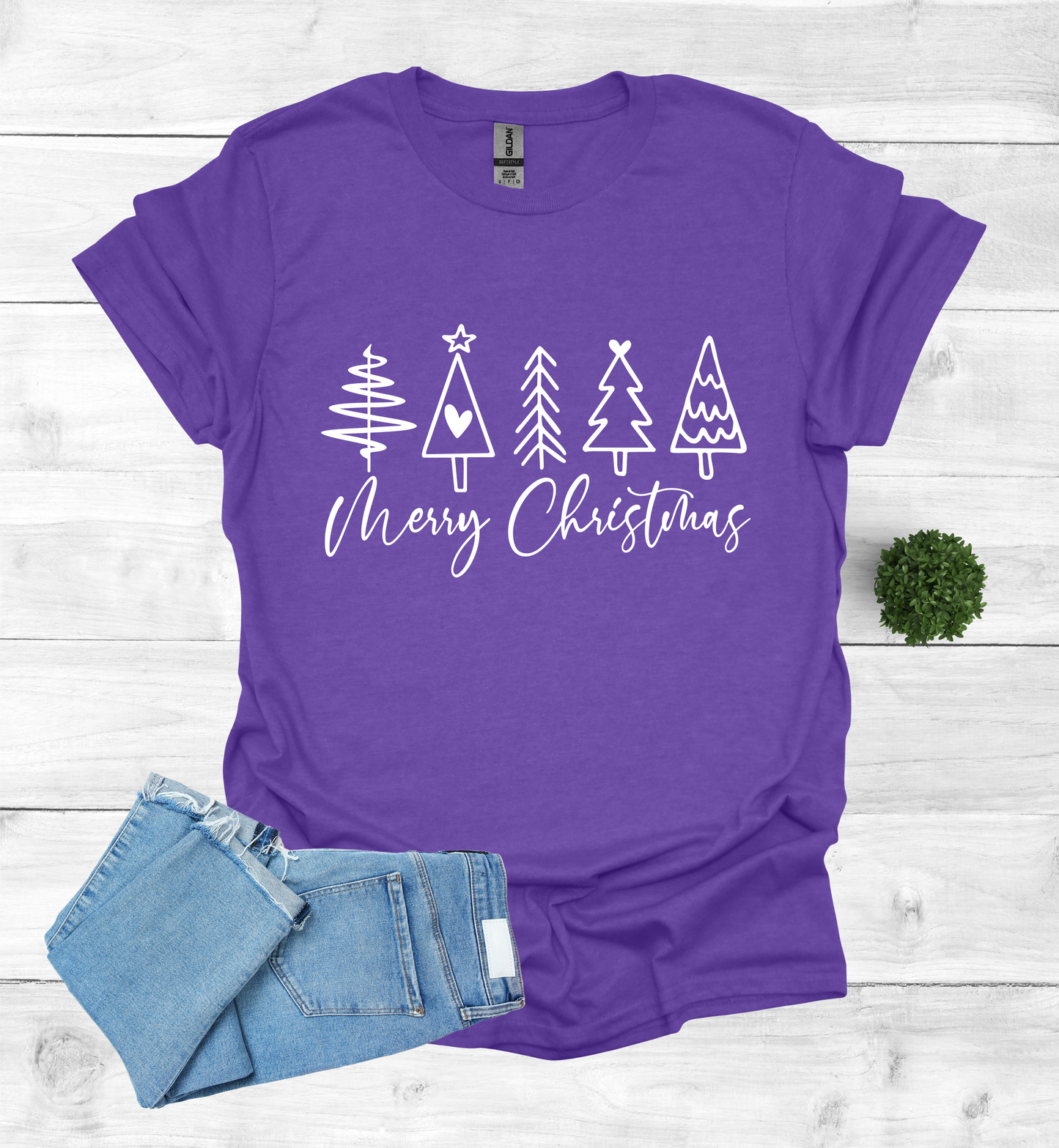 Merry Christmas Shirt with 5 Trees
