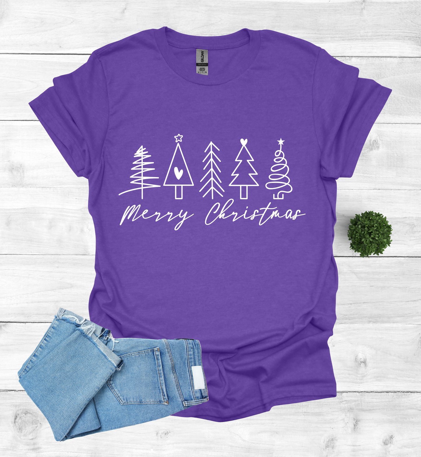 5 Christmas trees with Merry Christmas