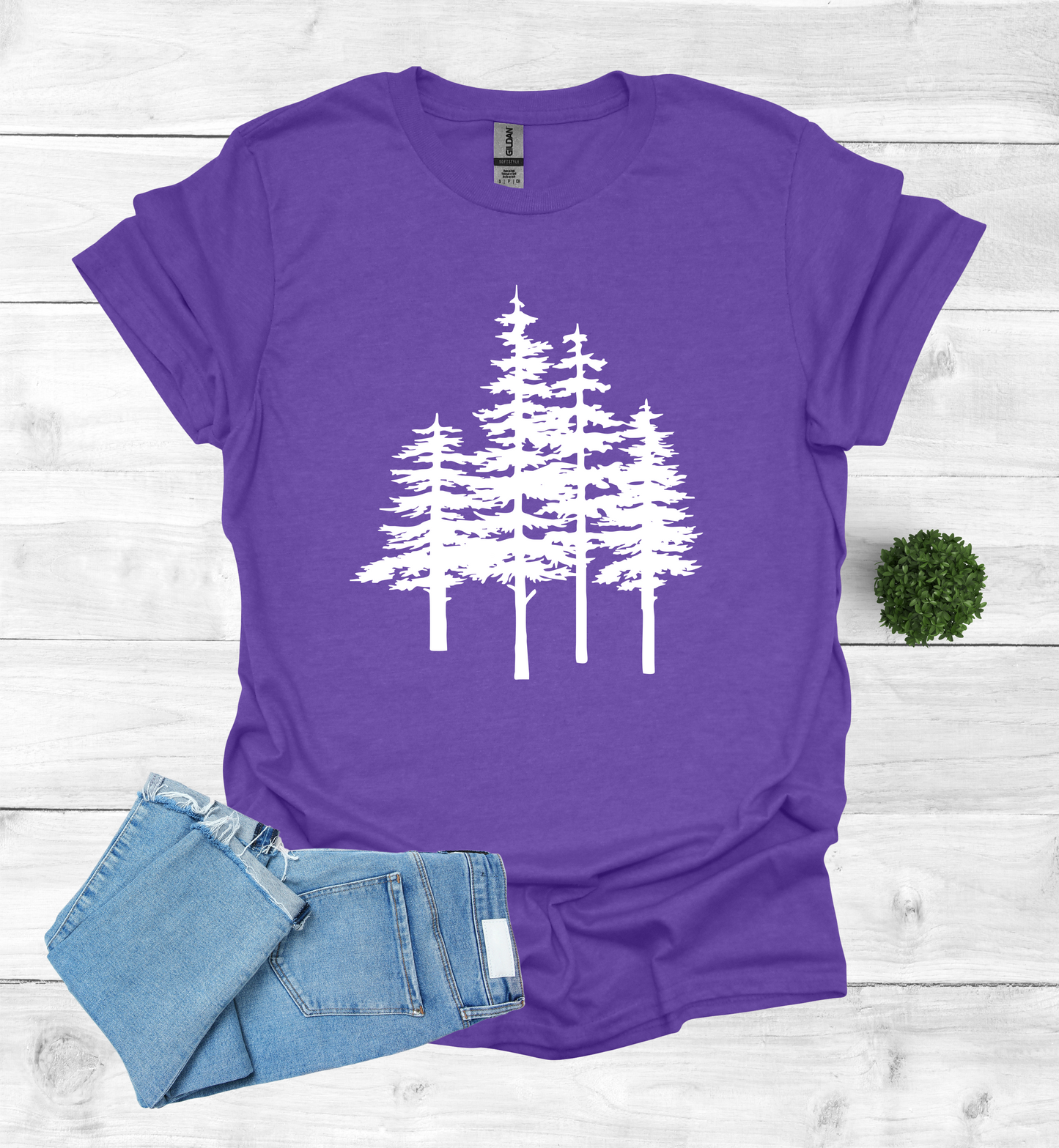 A unique pine trees design on a T-Shirt