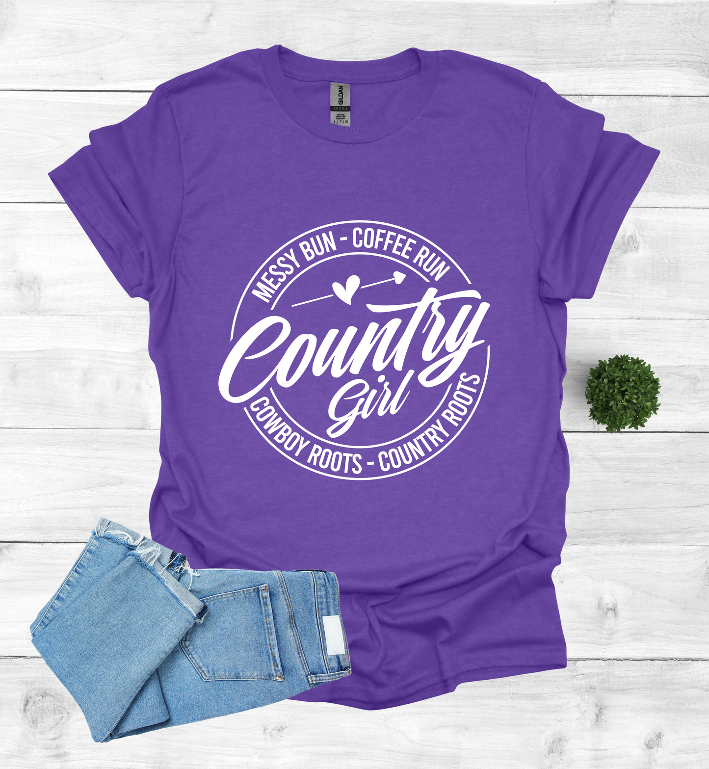 Country Girl Messy Bun, Coffee Run T-Shirt