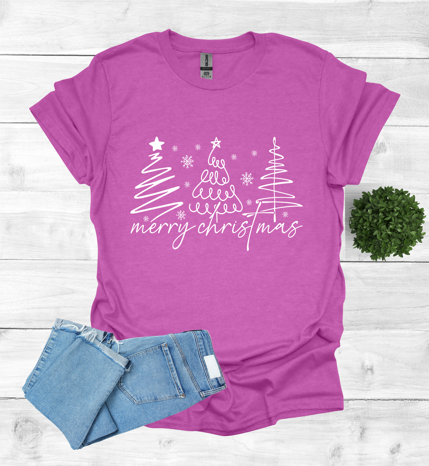 Christmas Trees with Merry Christmas