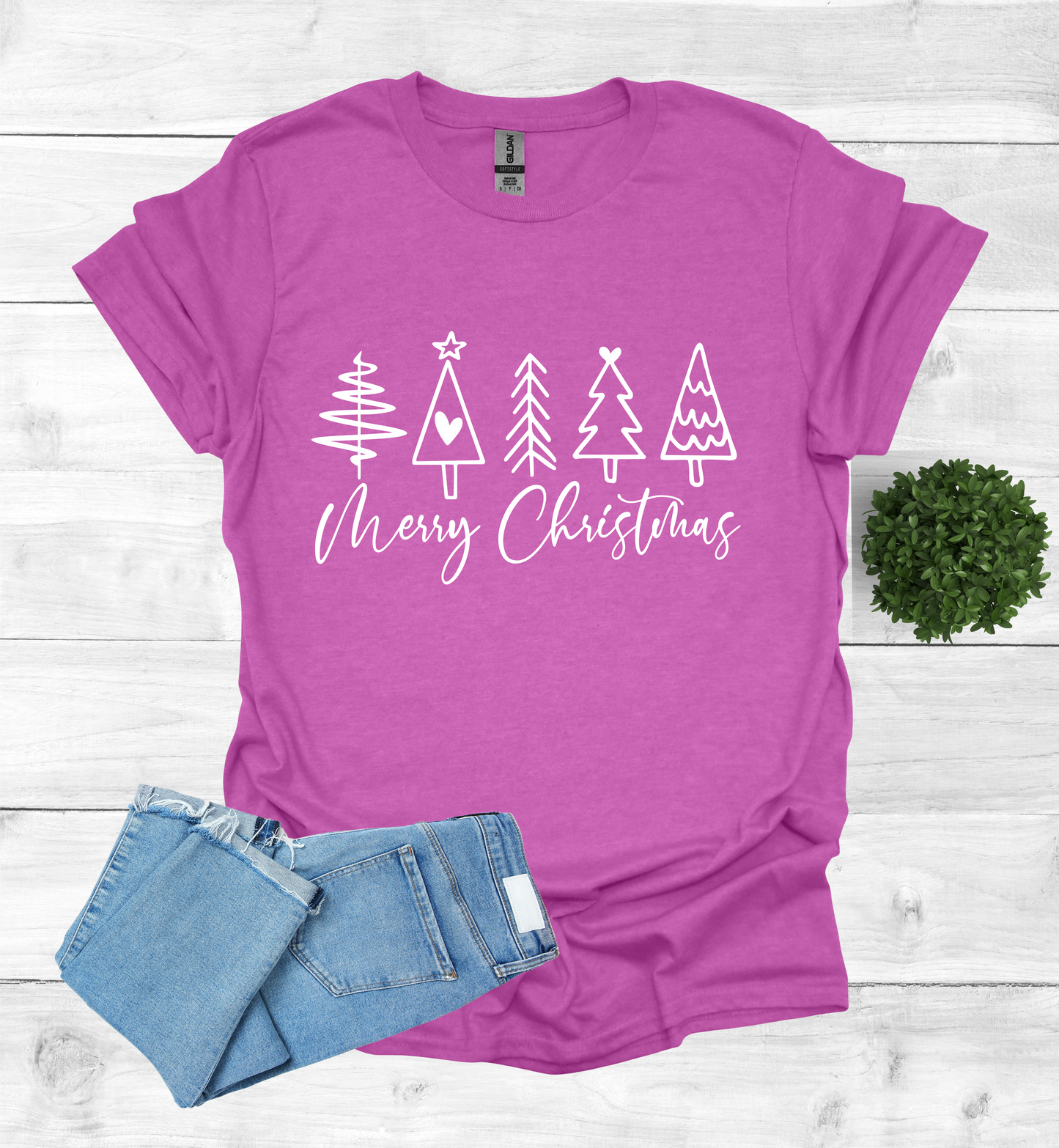 Merry Christmas Shirt with 5 Trees