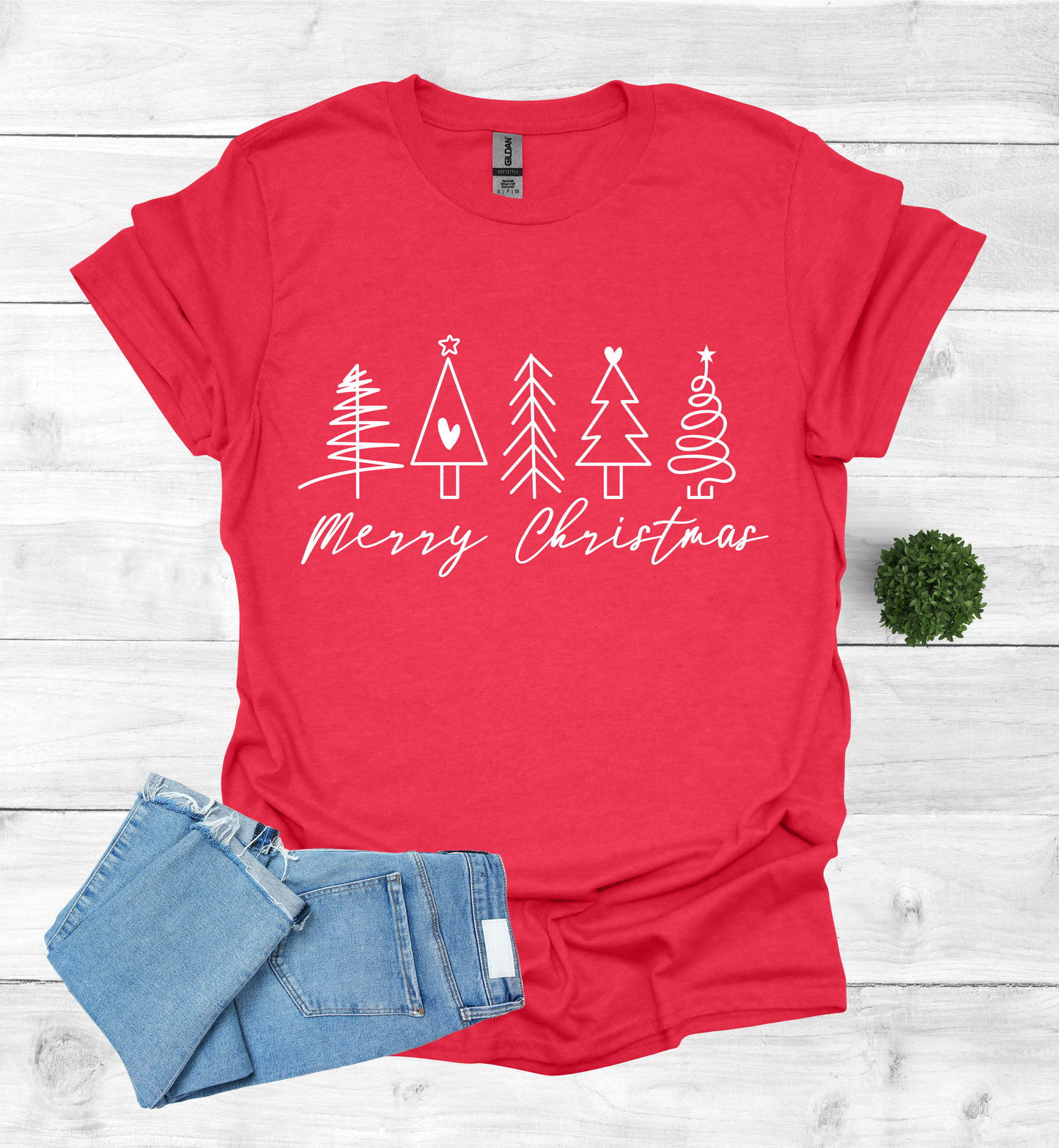 5 Christmas trees with Merry Christmas