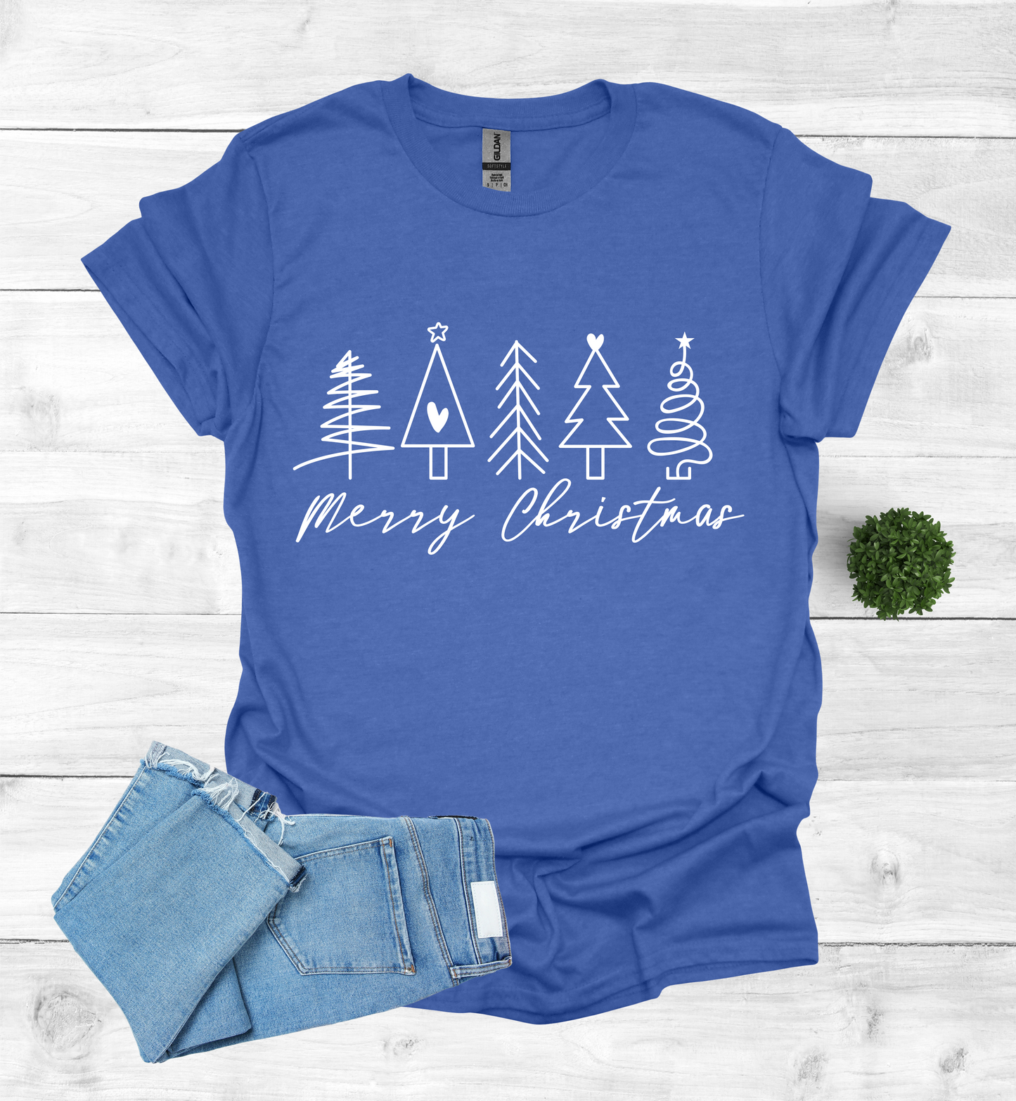 5 Christmas trees with Merry Christmas