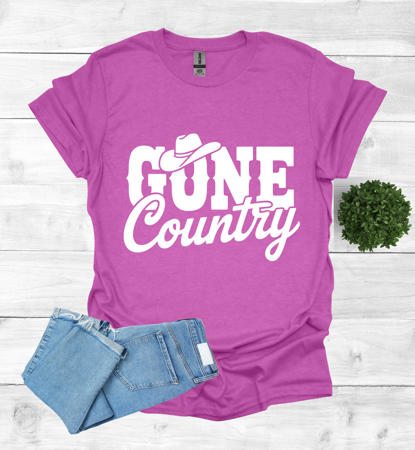 Gone Country saying with small Cowboy Hat