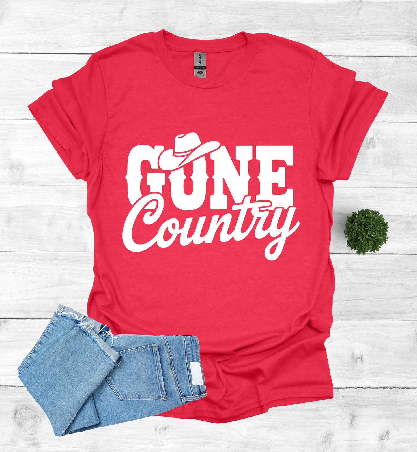 Gone Country saying with small Cowboy Hat