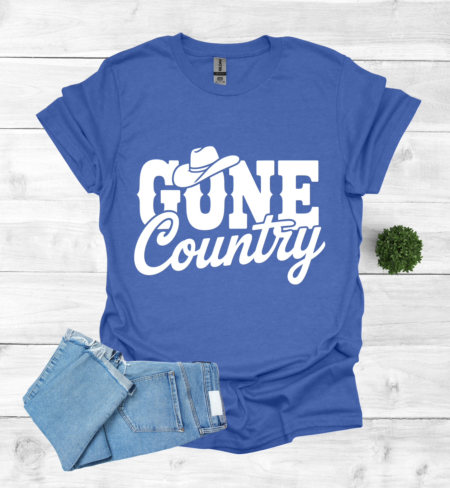 Gone Country saying with small Cowboy Hat
