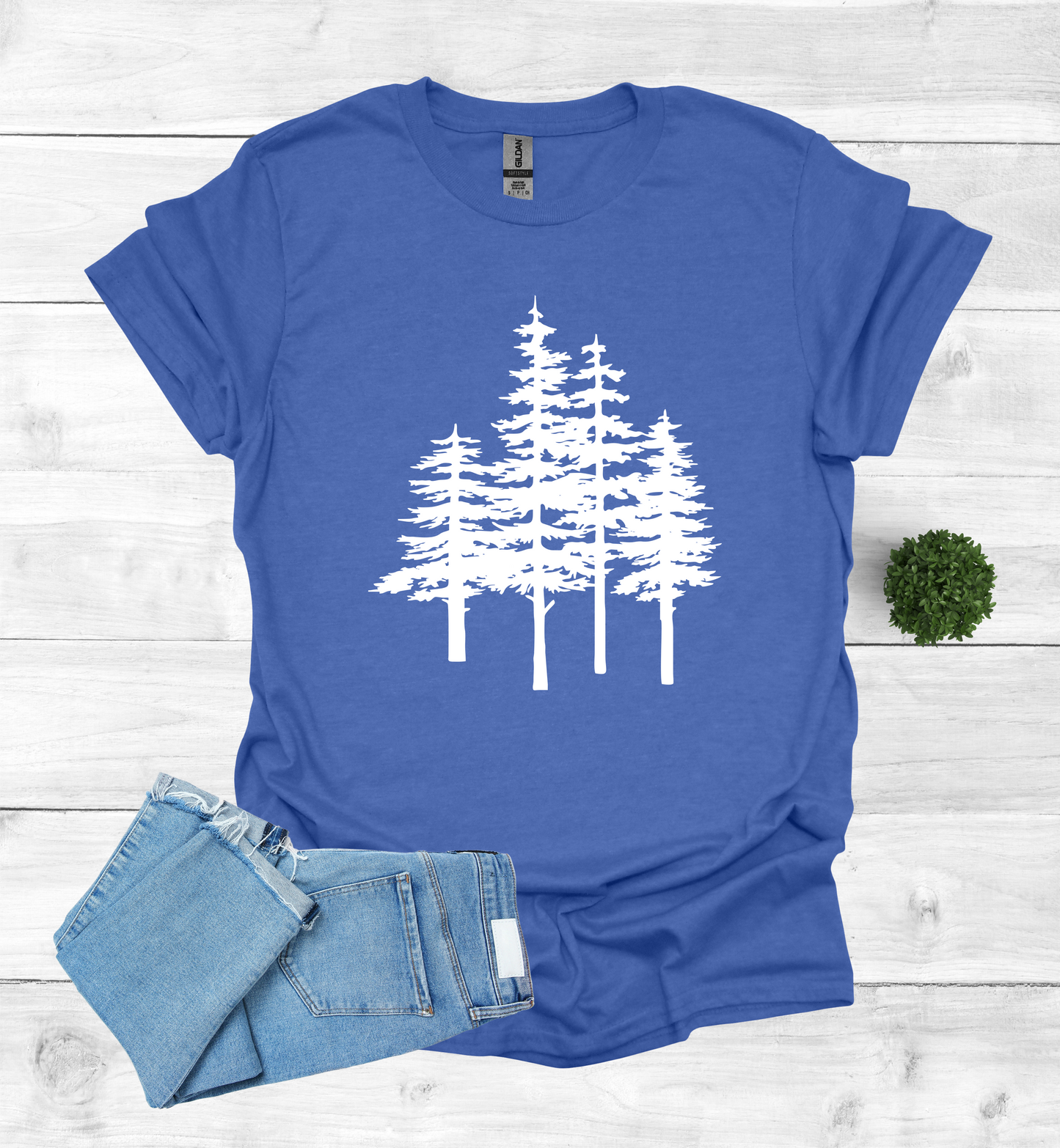 A unique pine trees design on a T-Shirt