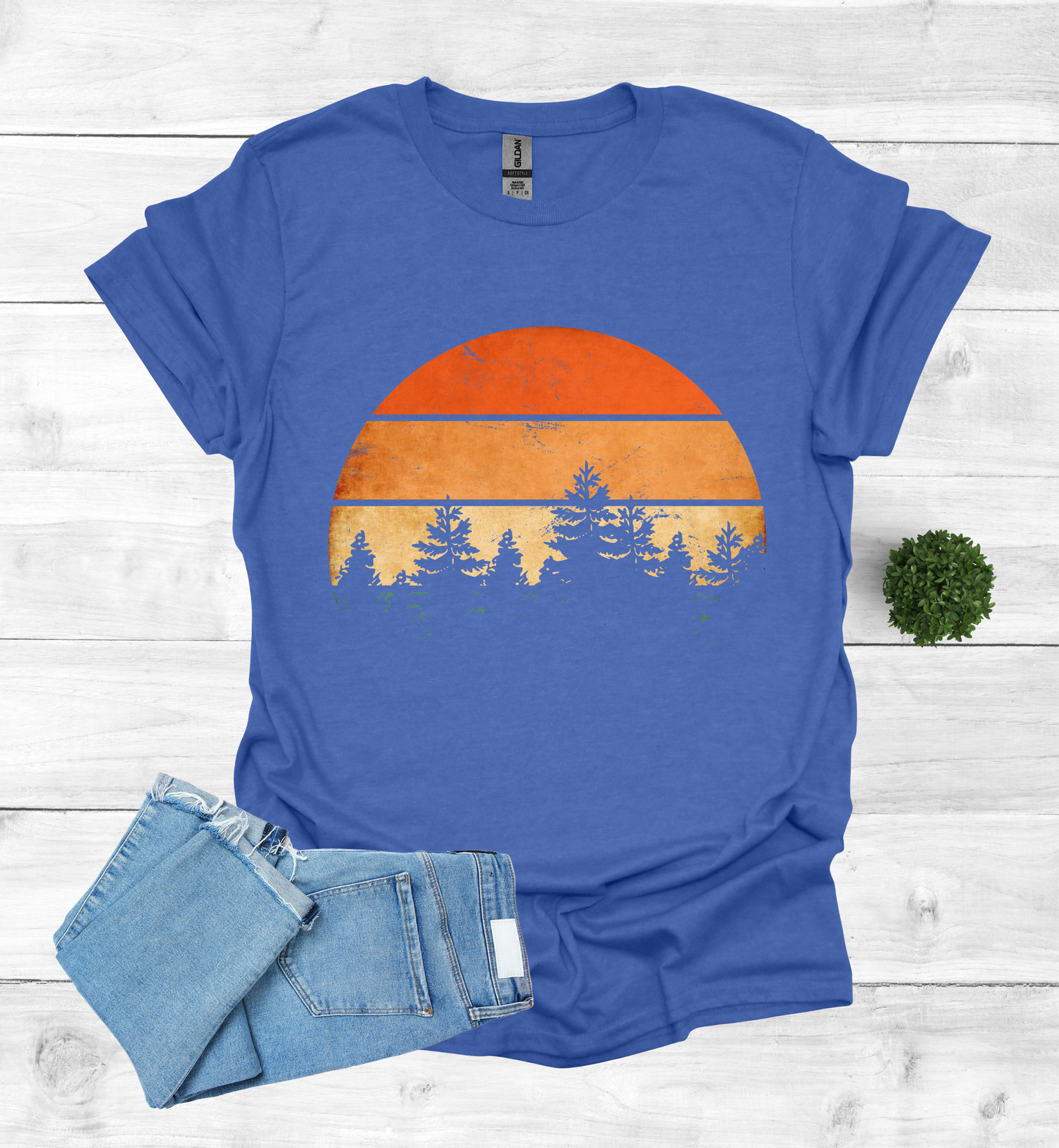 Beautiful Retro Pine Tree forest, Retro sunset Shirt1