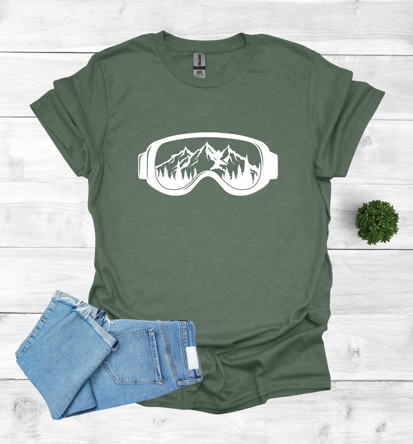 Snow Goggles Mountain Scene T-Shirt