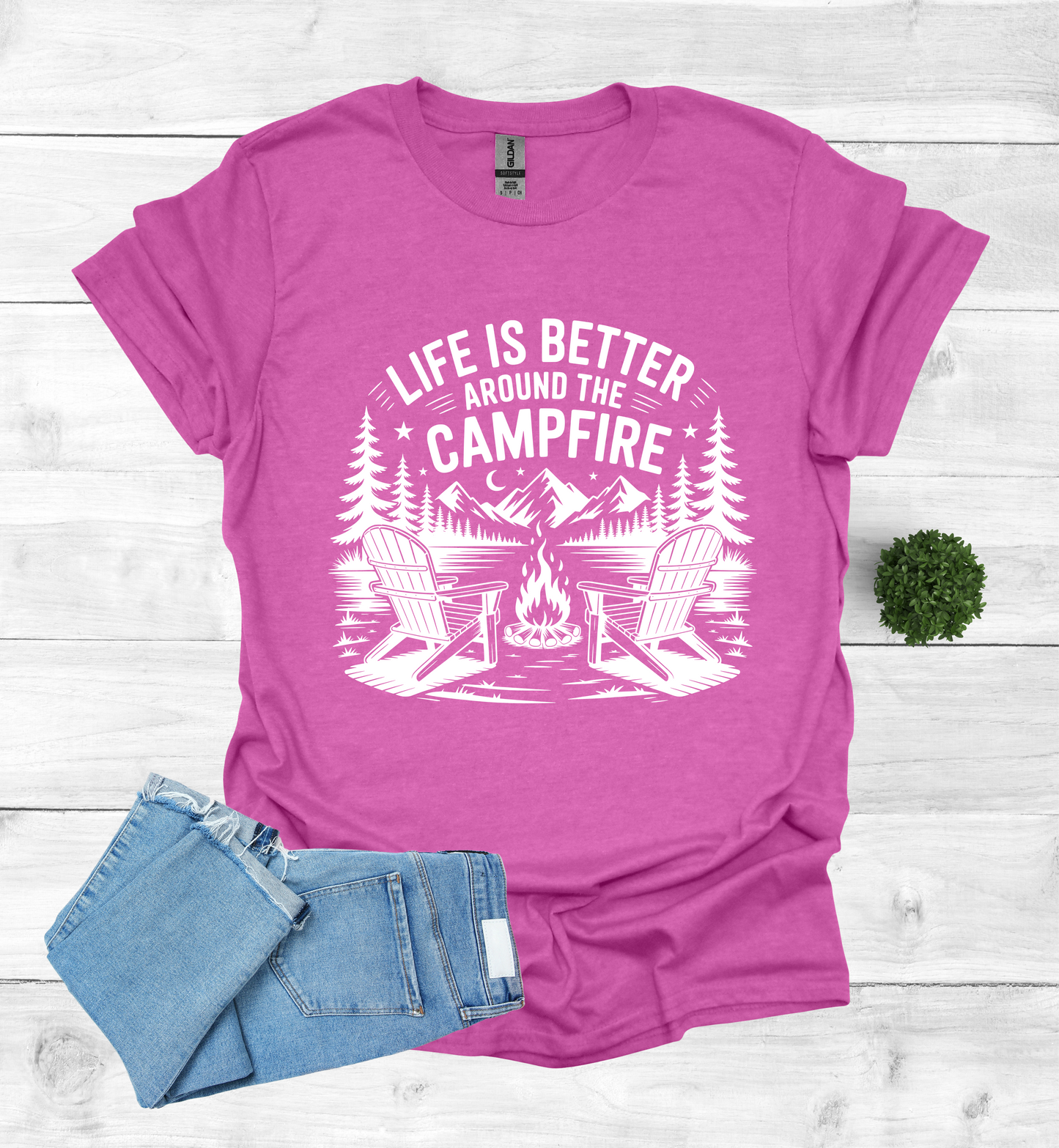 Life is better around the campfire scene