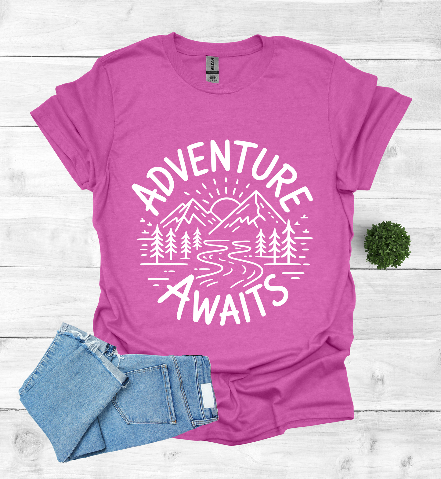 Adventure awaits mountain scene