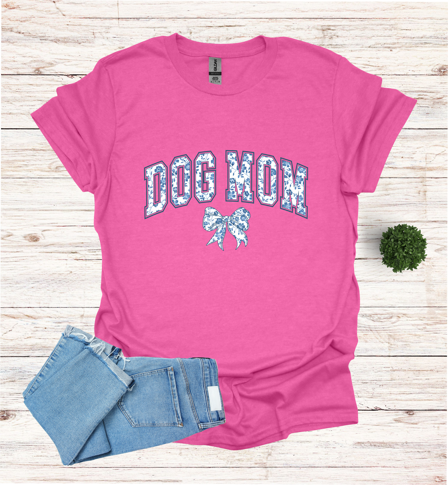 Dog Mom Chinoiserie Blue Coquette T-Shirt