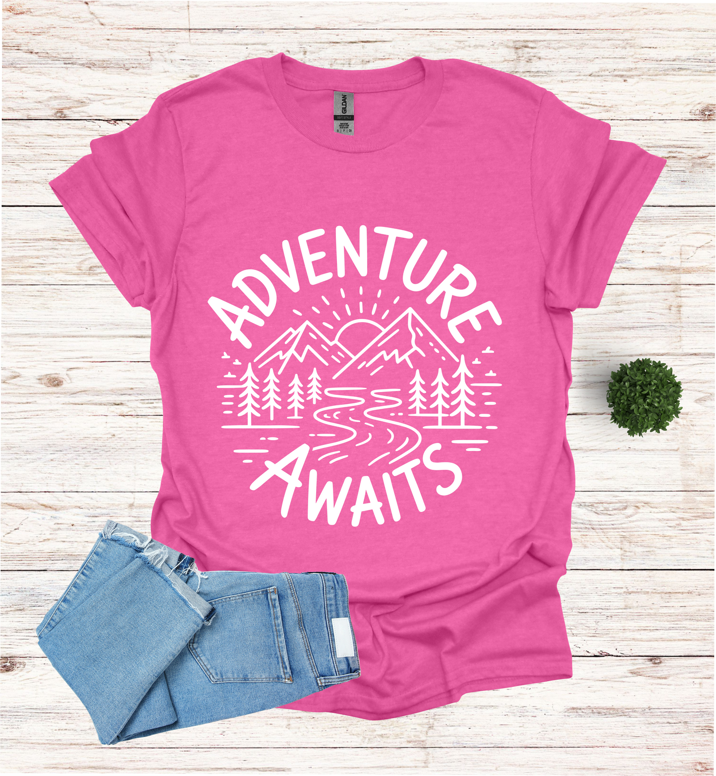 Adventure awaits mountain scene