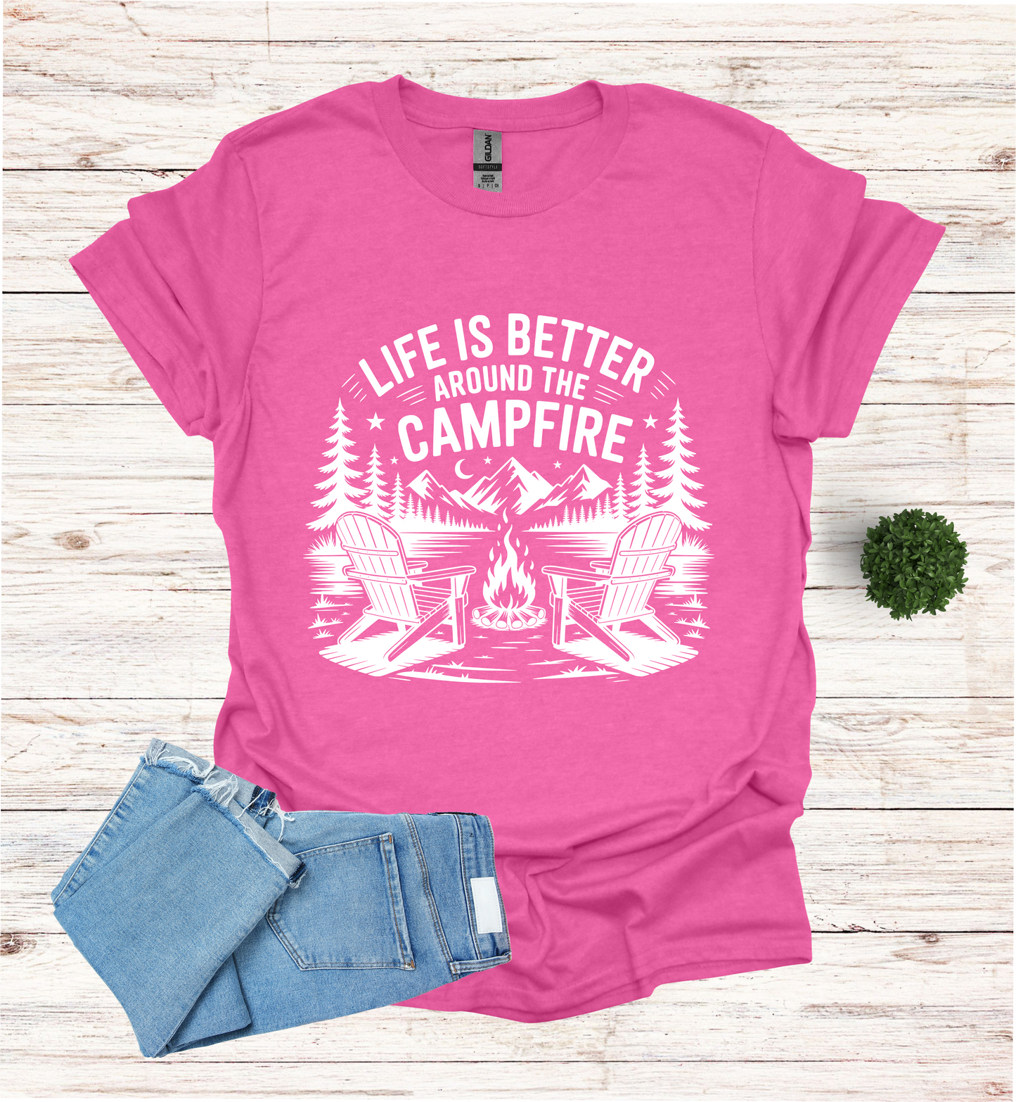 Life is better around the campfire scene