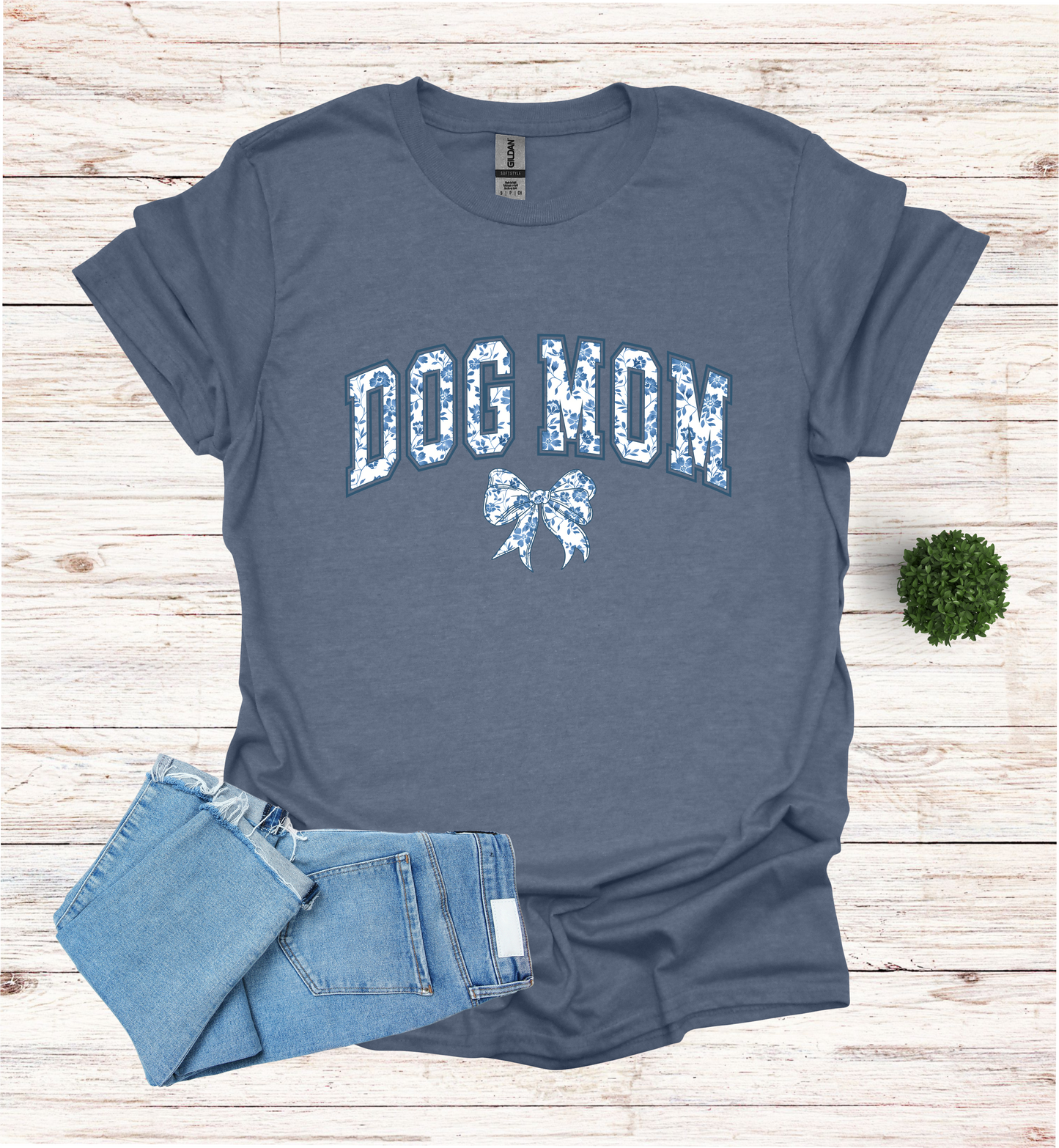 Dog Mom Chinoiserie Blue Coquette T-Shirt