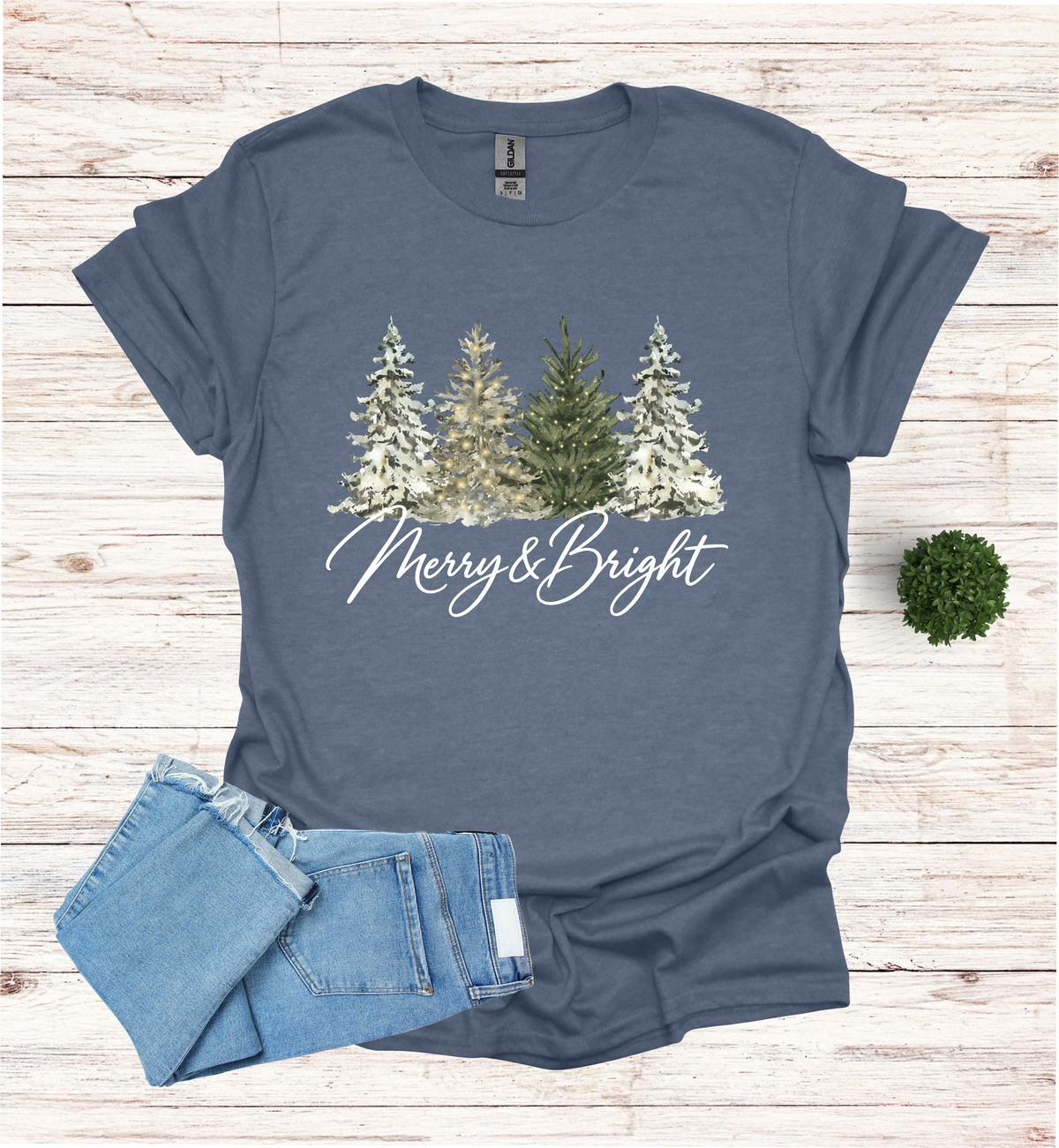 Merry and Bright Water Color Christmas Trees Shirt