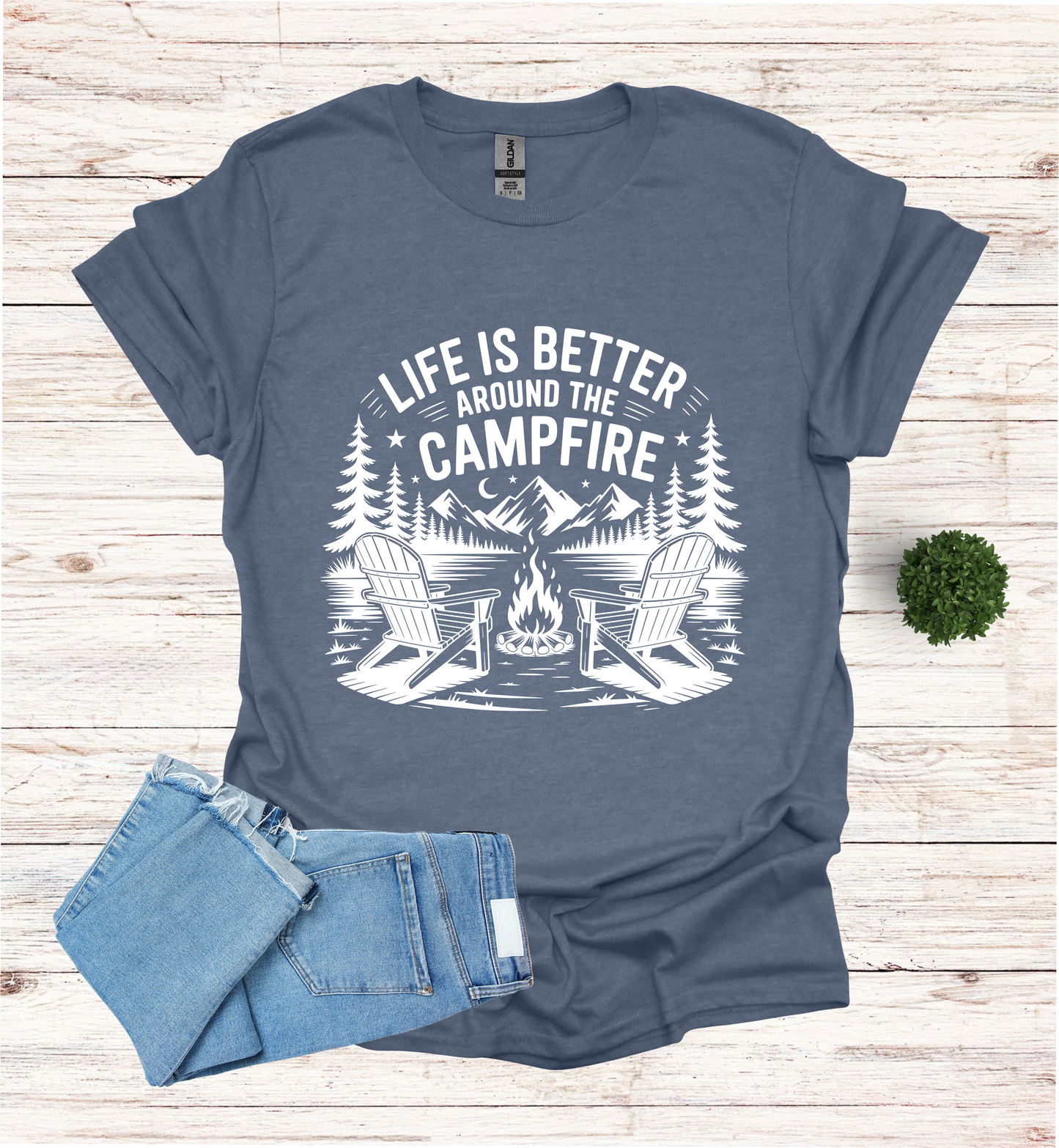 Life is better around the campfire scene