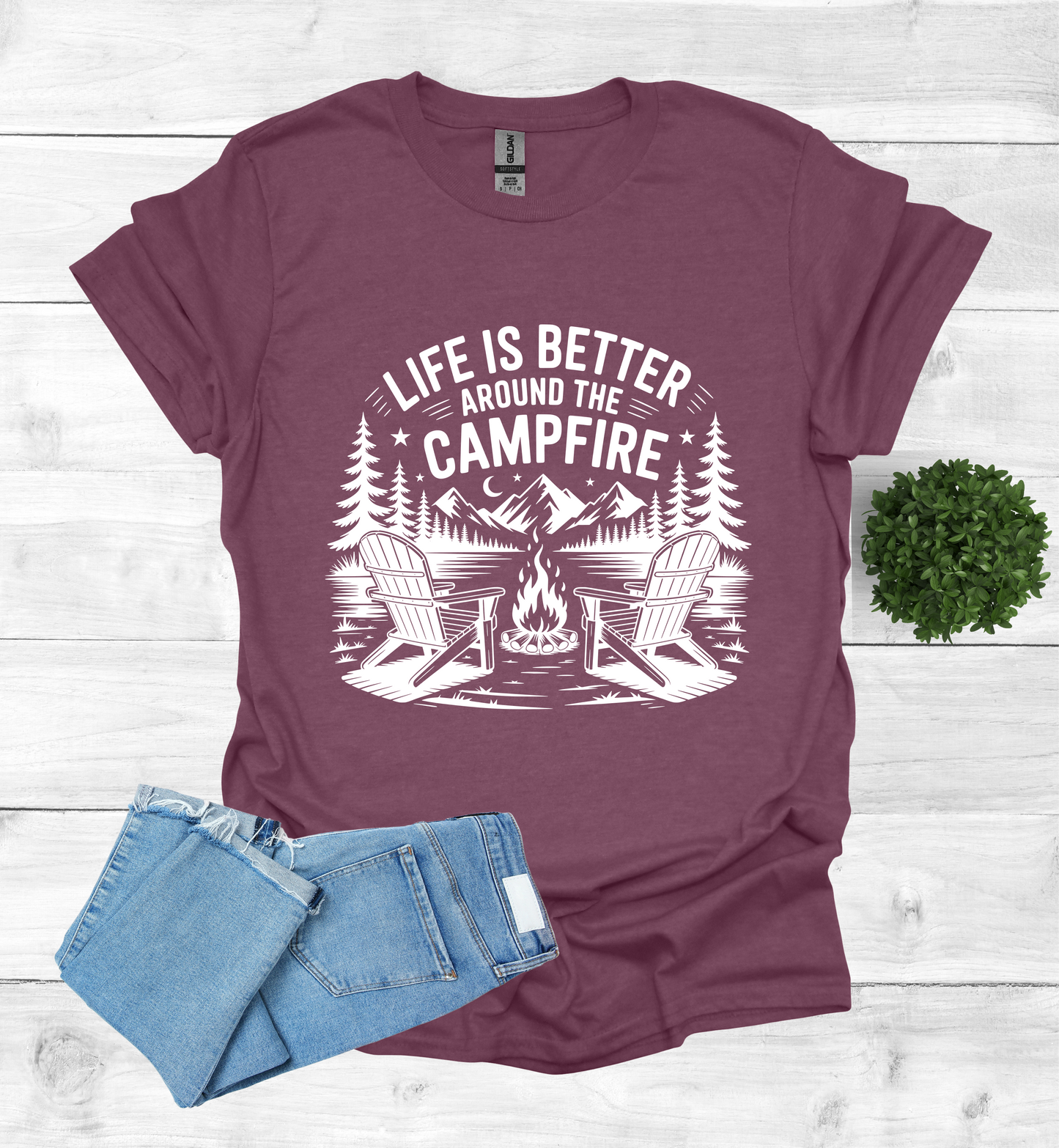 Life is better around the campfire scene