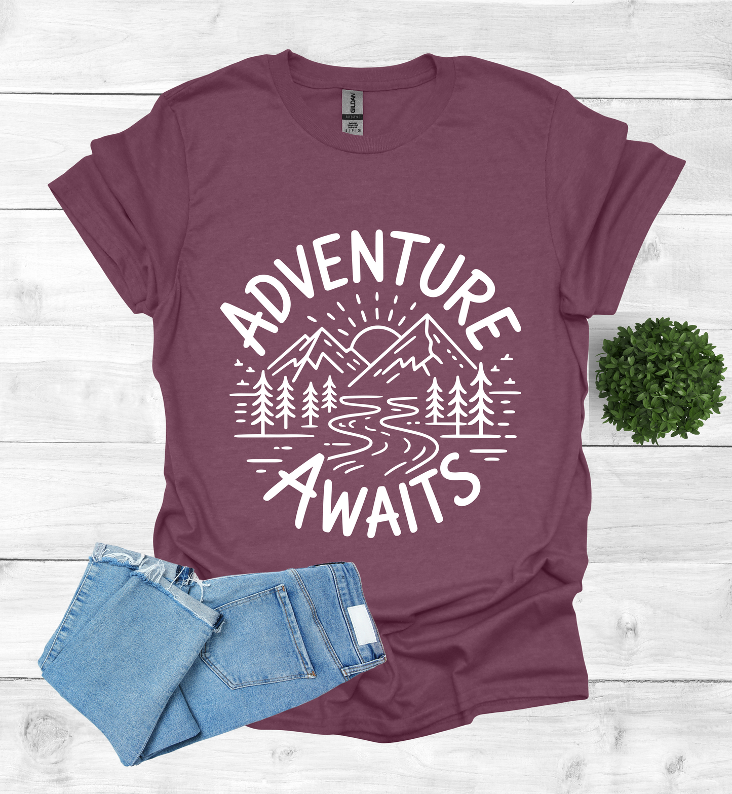 Adventure awaits mountain scene