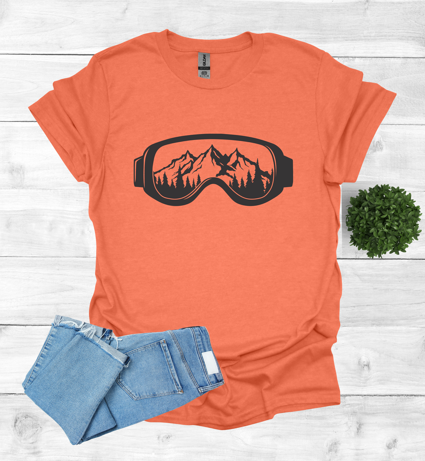 Snow Goggles Mountain Scene T-Shirt
