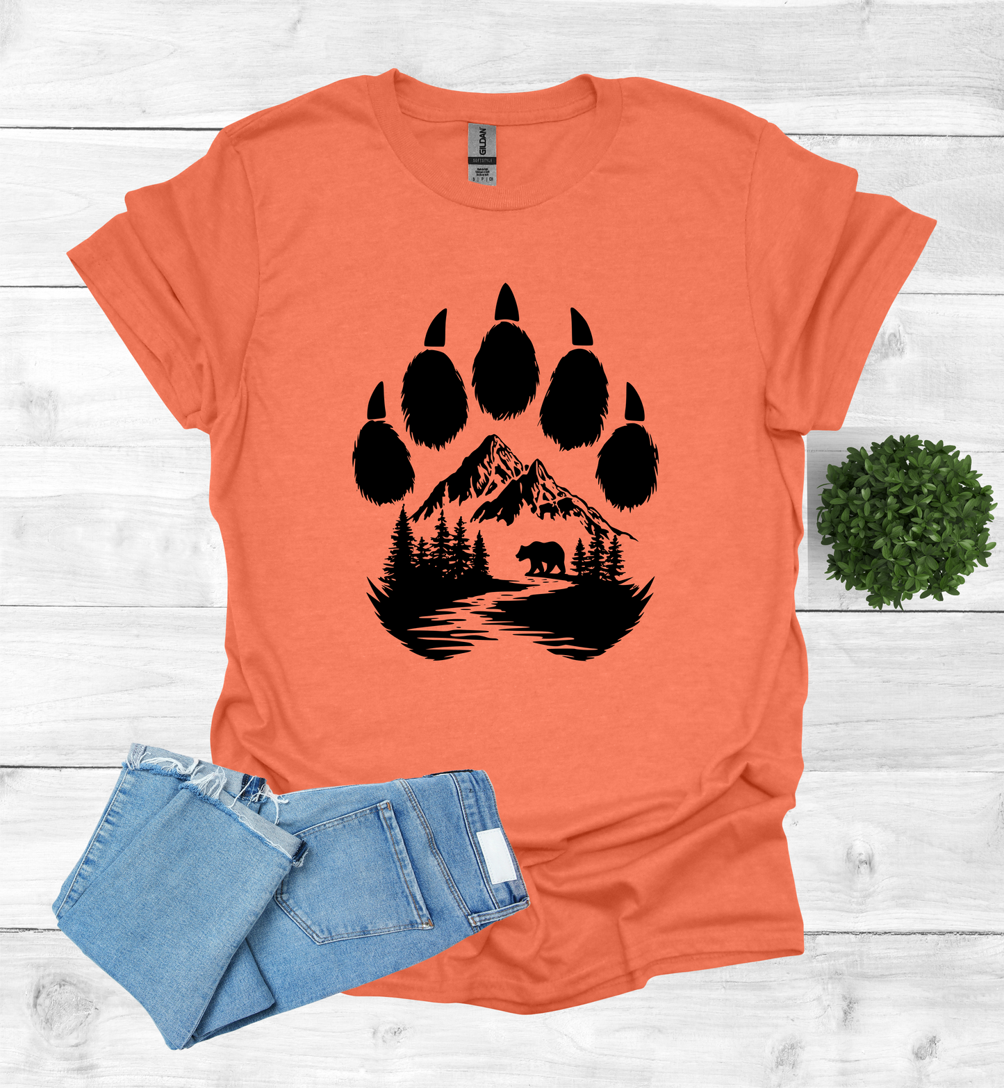 Bear Paw with Mountain Scene