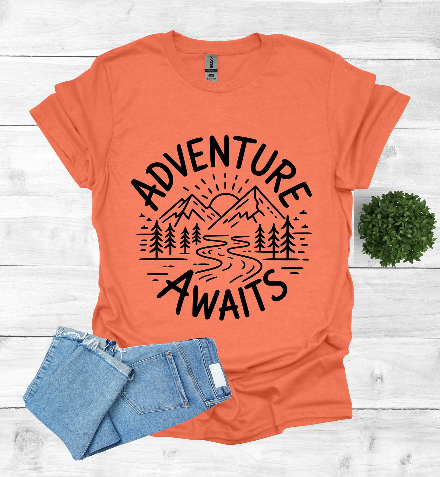 Adventure awaits mountain scene