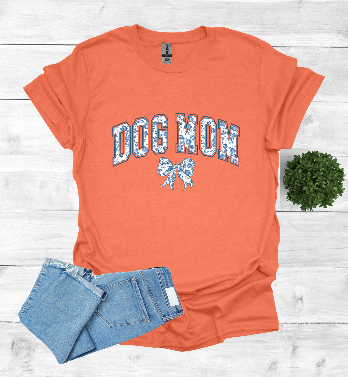 Dog Mom Chinoiserie Blue Coquette T-Shirt