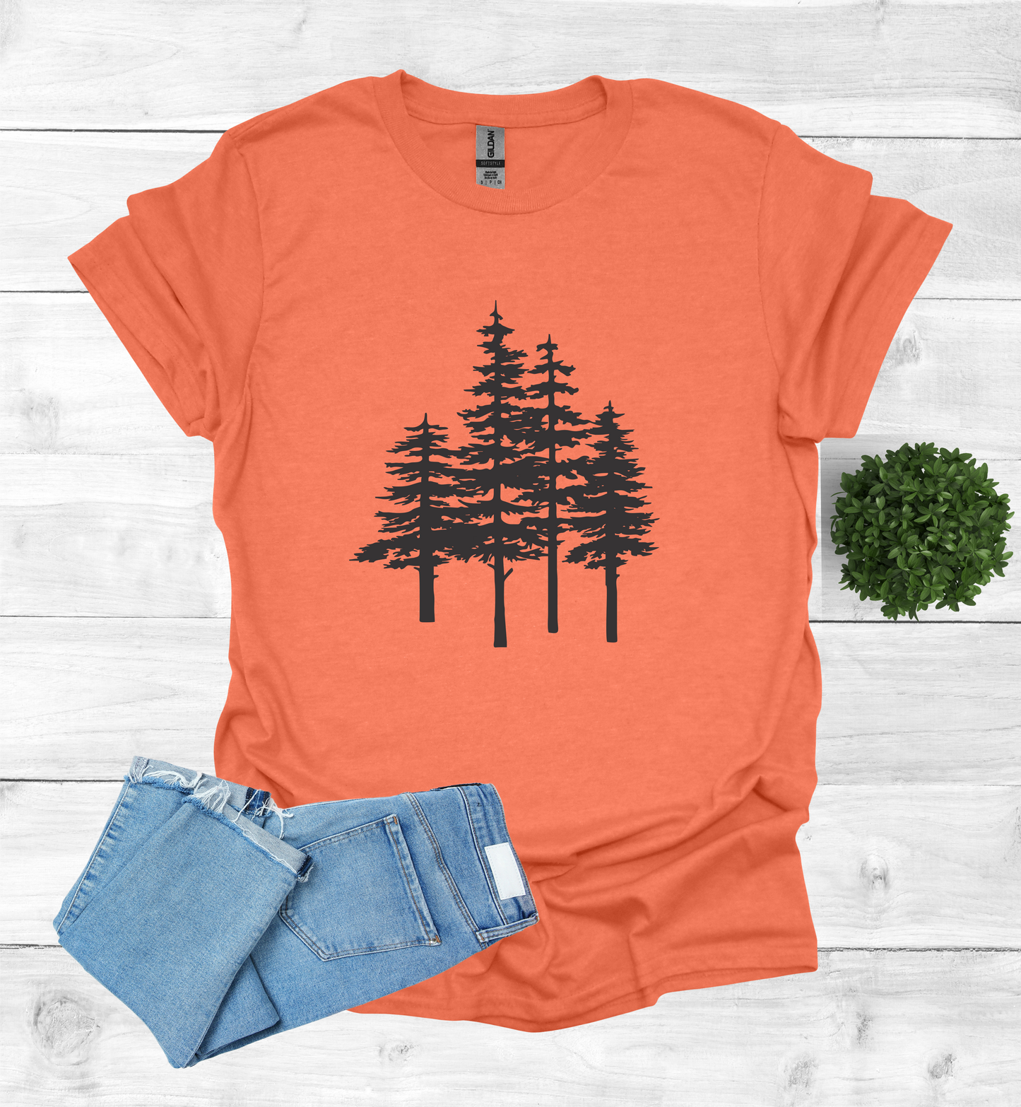 A unique pine trees design on a T-Shirt