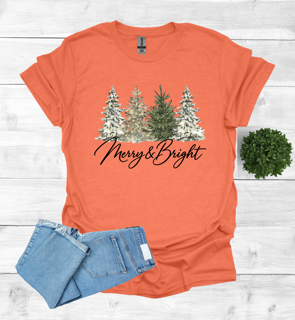 Merry and Bright Water Color Christmas Trees Shirt
