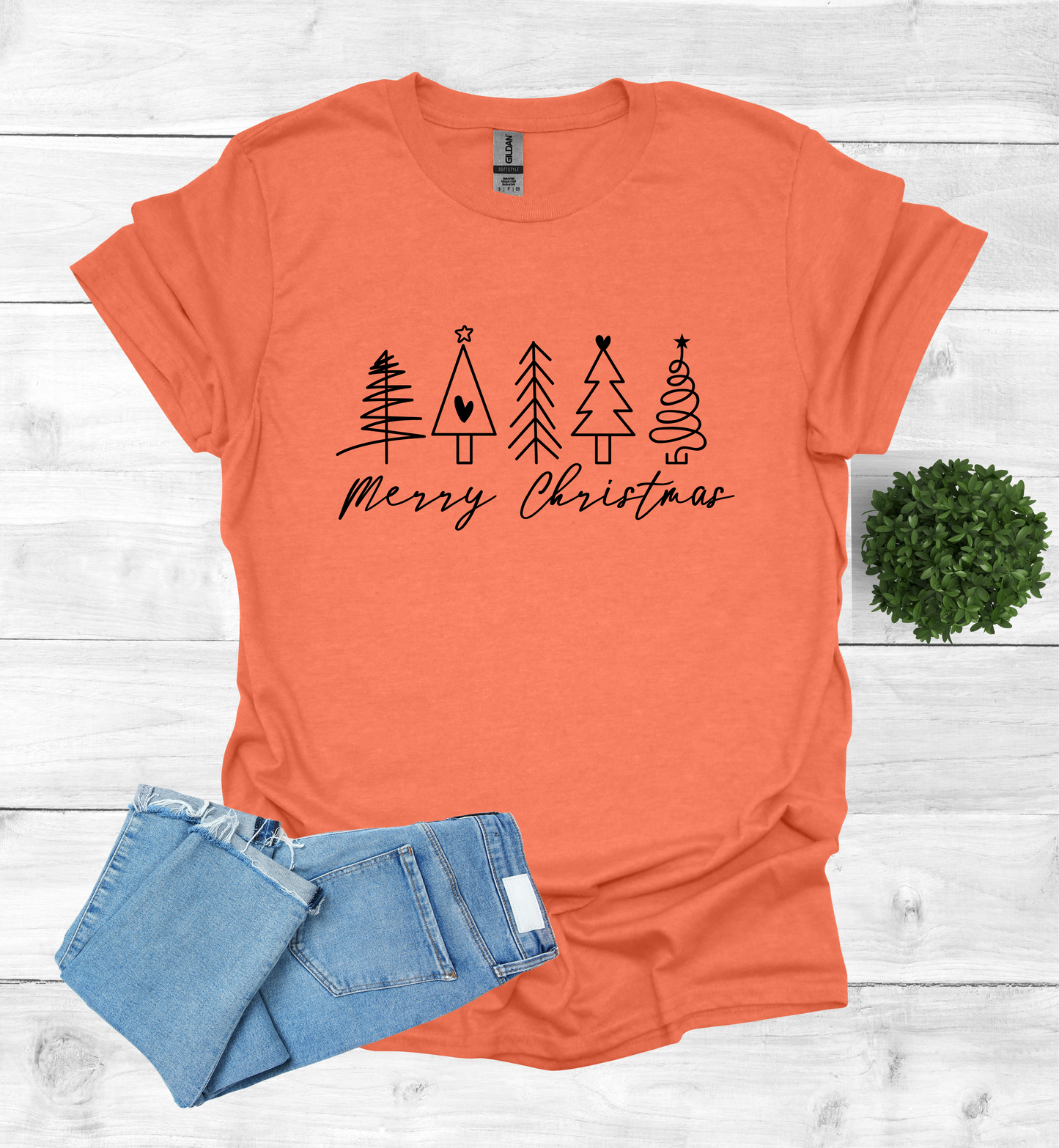 5 Christmas trees with Merry Christmas