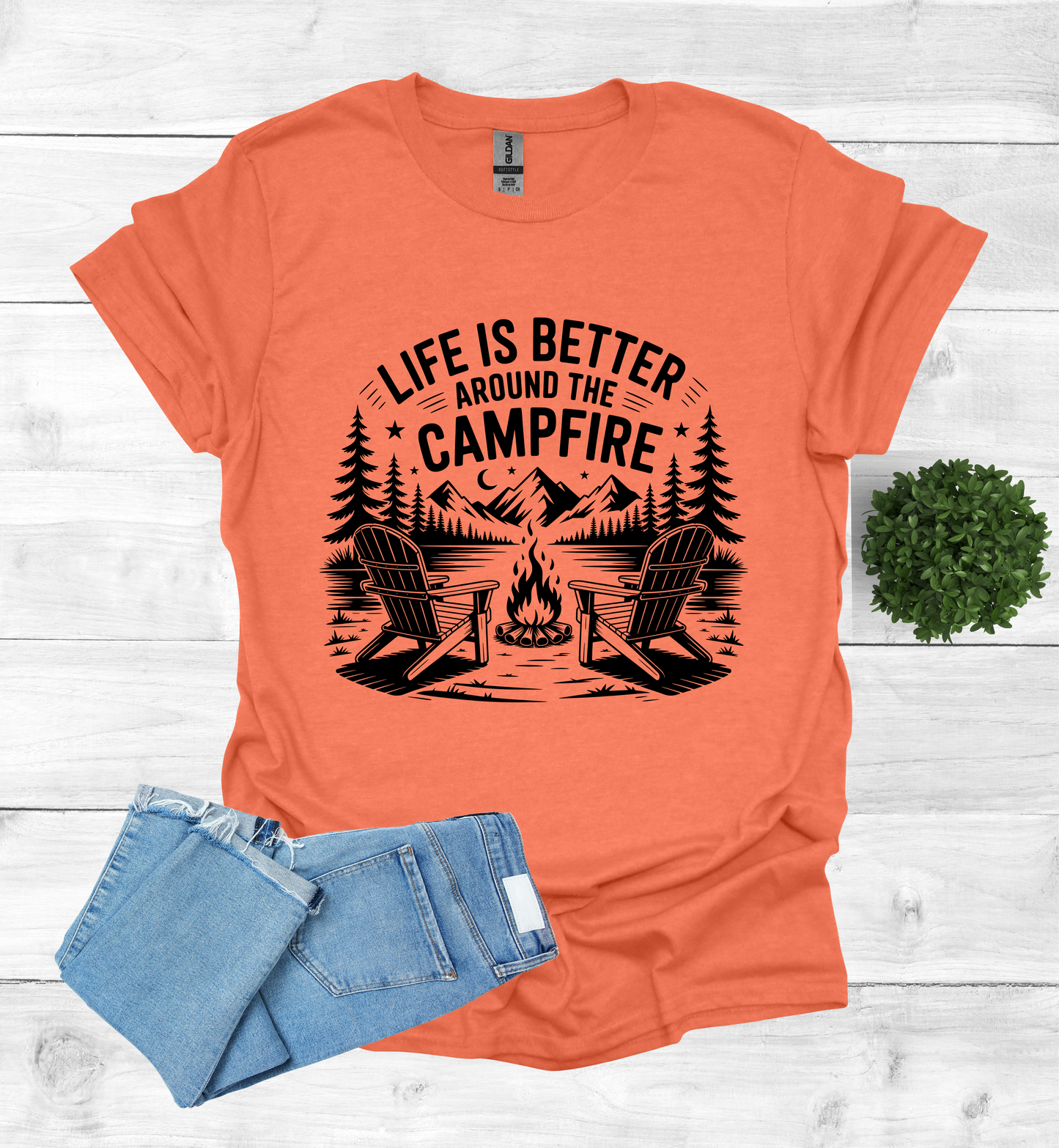 Life is better around the campfire scene